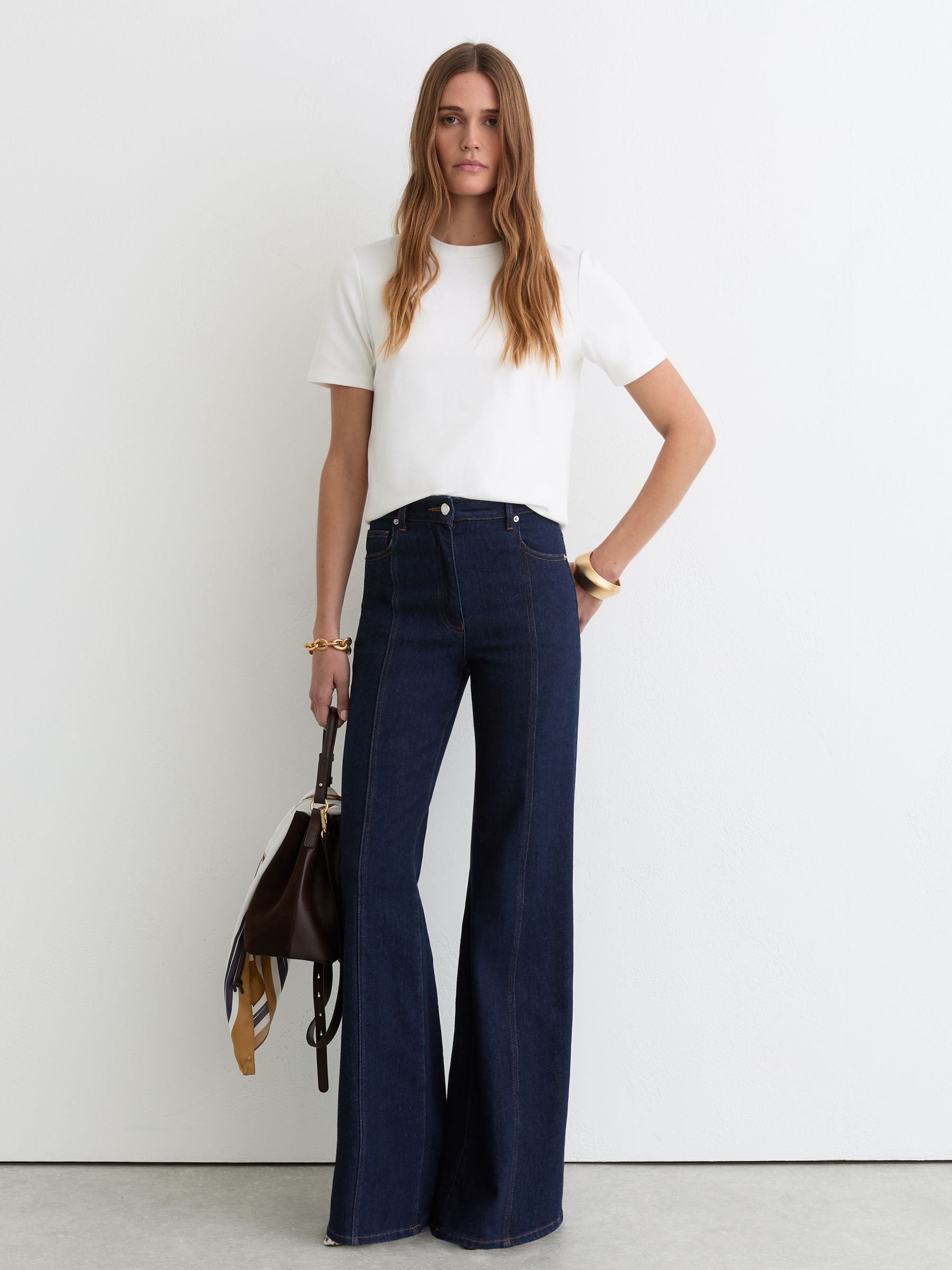 Stretch-Cotton Ribbed-Neck T-Shirt in White - image 2
