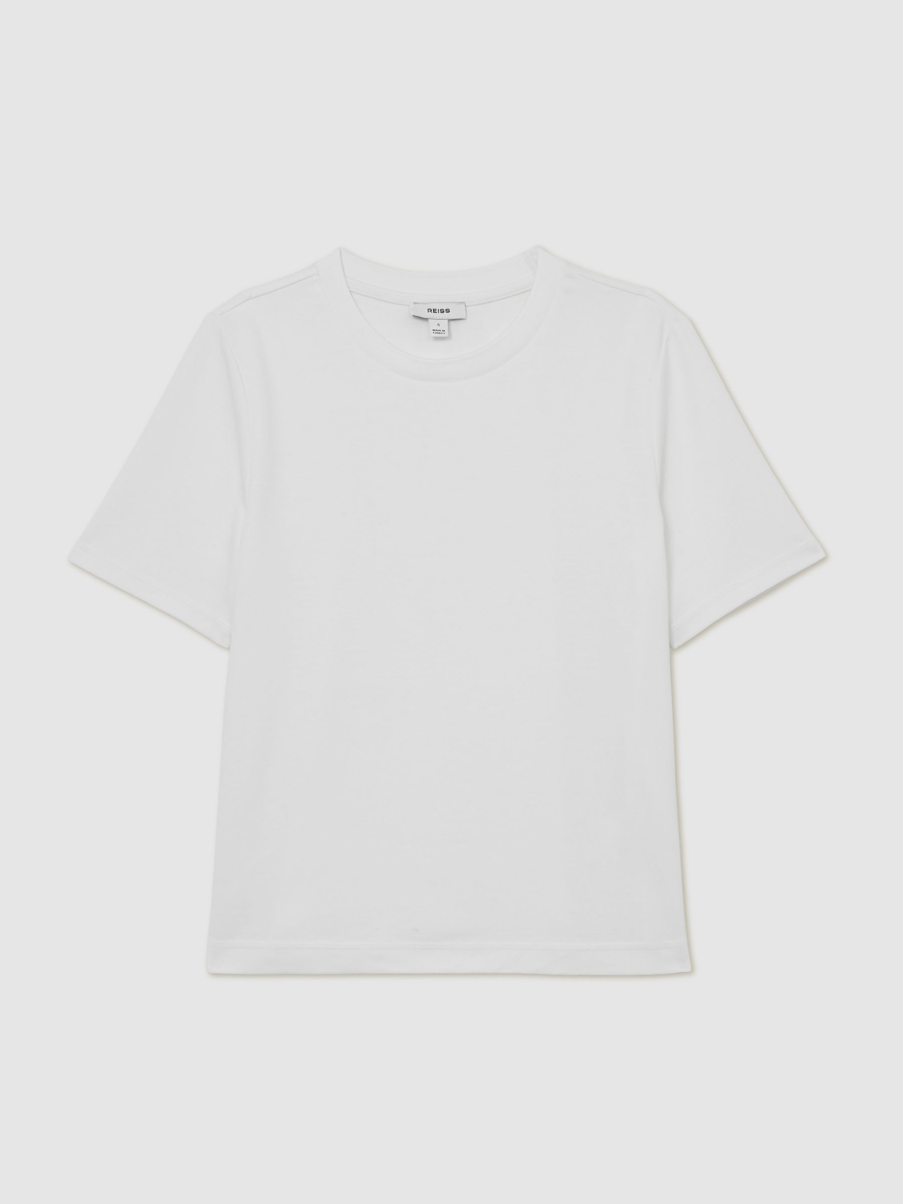 Stretch-Cotton Ribbed-Neck T-Shirt in White - image 1