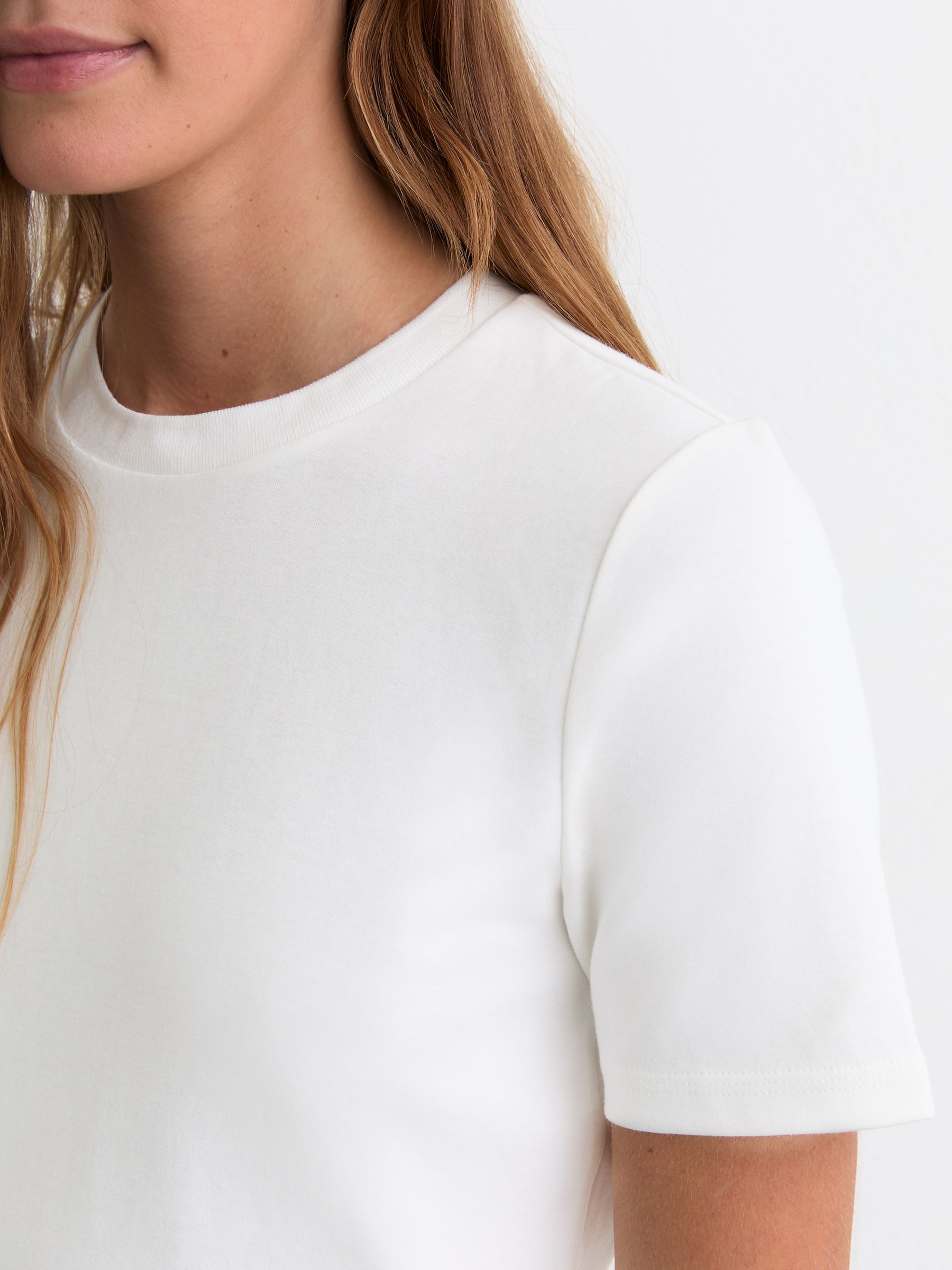 Stretch-Cotton Ribbed-Neck T-Shirt in White - image 4