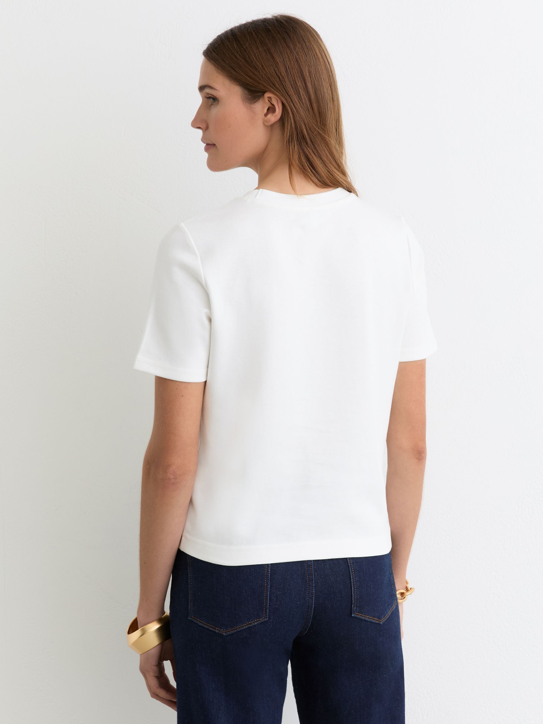 Stretch-Cotton Ribbed-Neck T-Shirt in White - image 5
