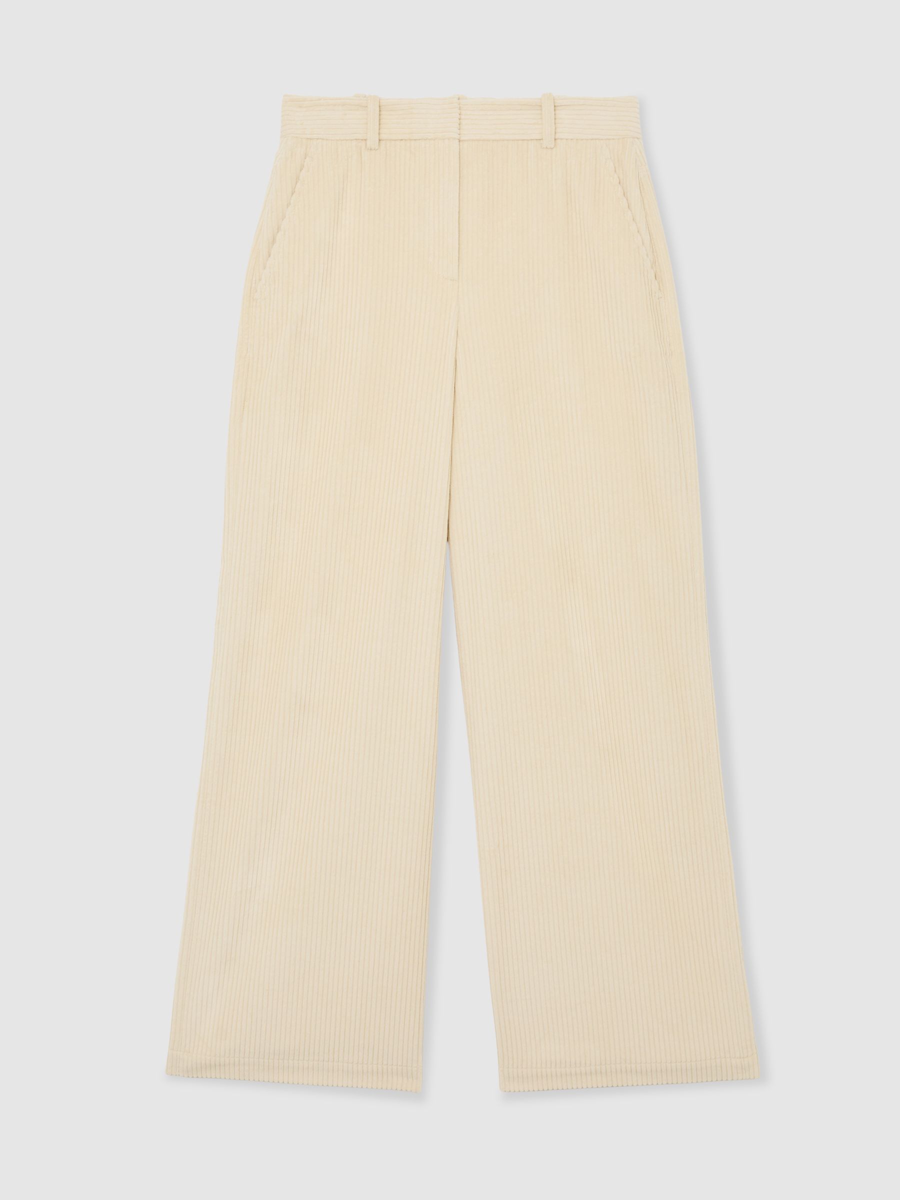 Cotton Corduroy Wide-Leg Trousers in Cream - Image 2 of 6