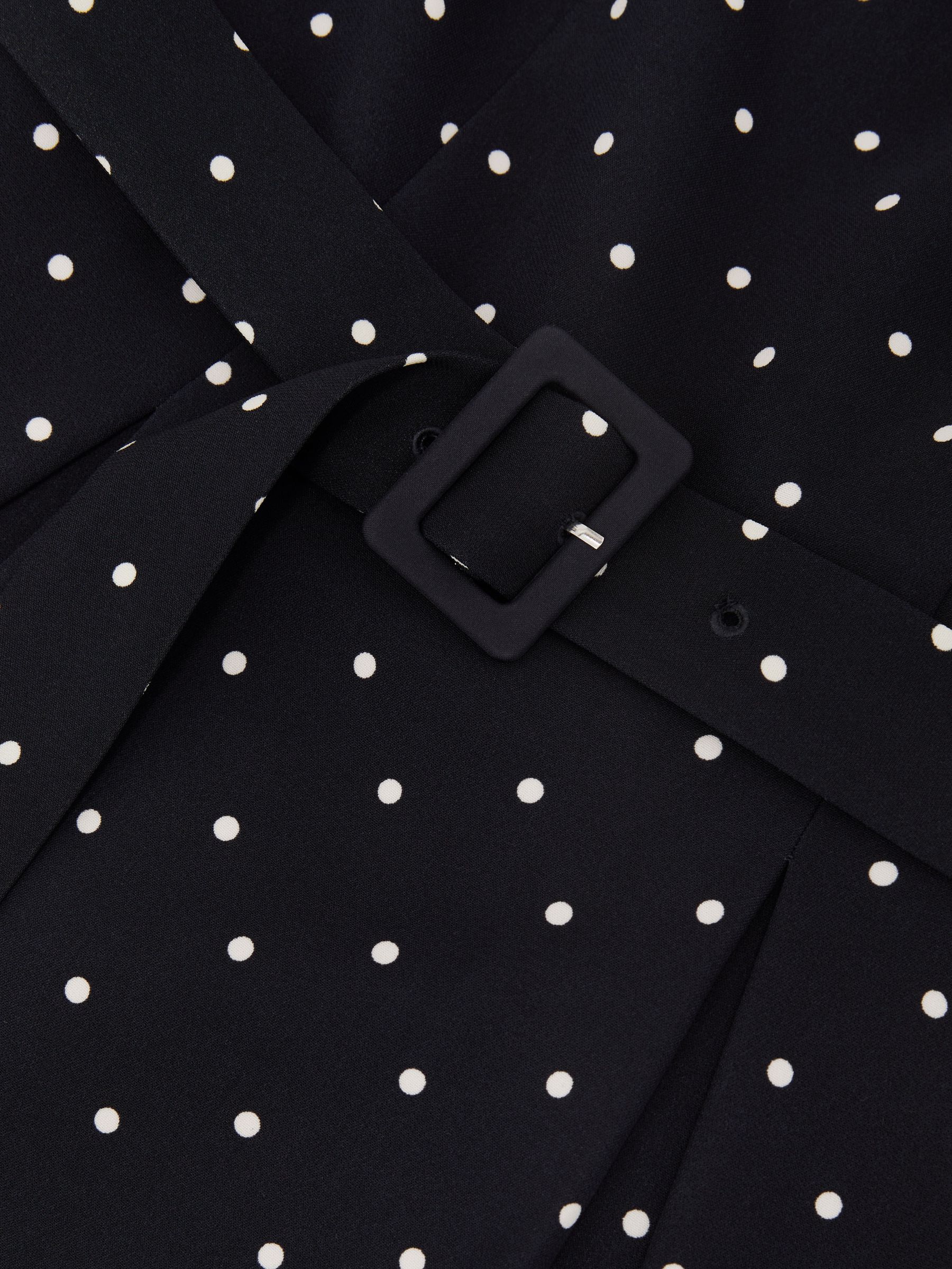 Off-Shoulder Mini Dress in Polka-Dot Navy/Ivory - image 3