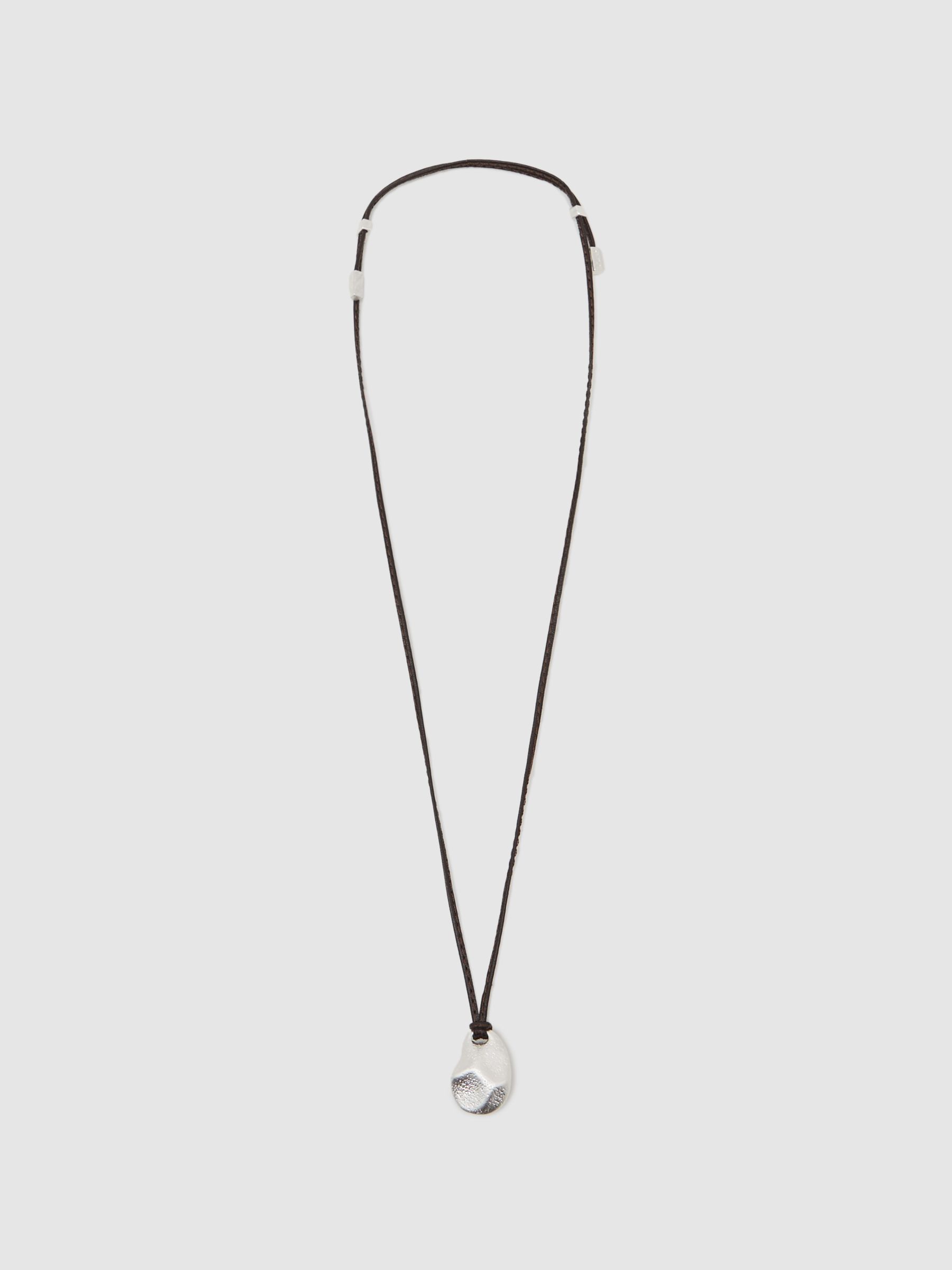Small Cord Pendant Necklace in Silver Tone - image 5