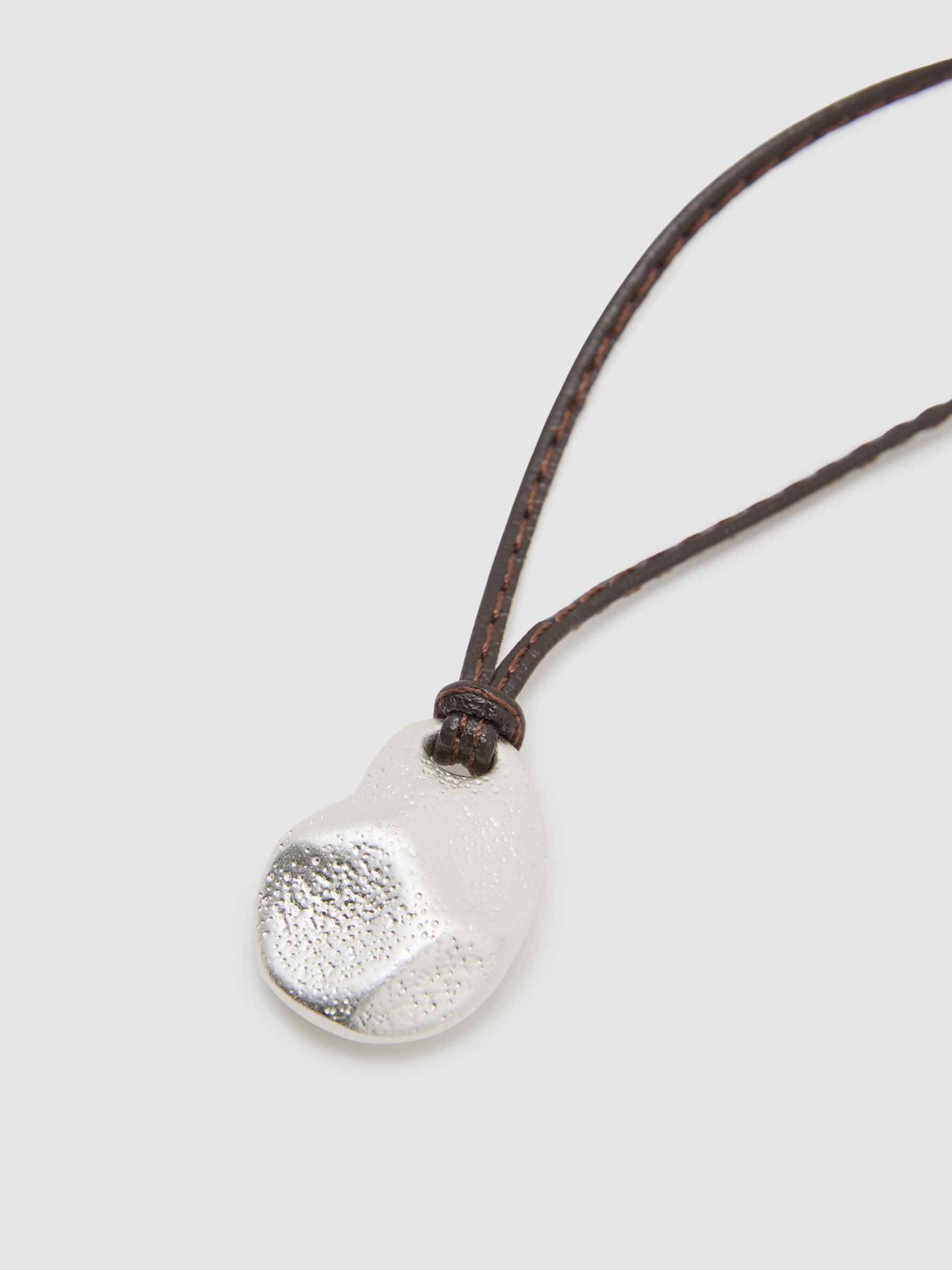 Small Cord Pendant Necklace in Silver Tone - image 3