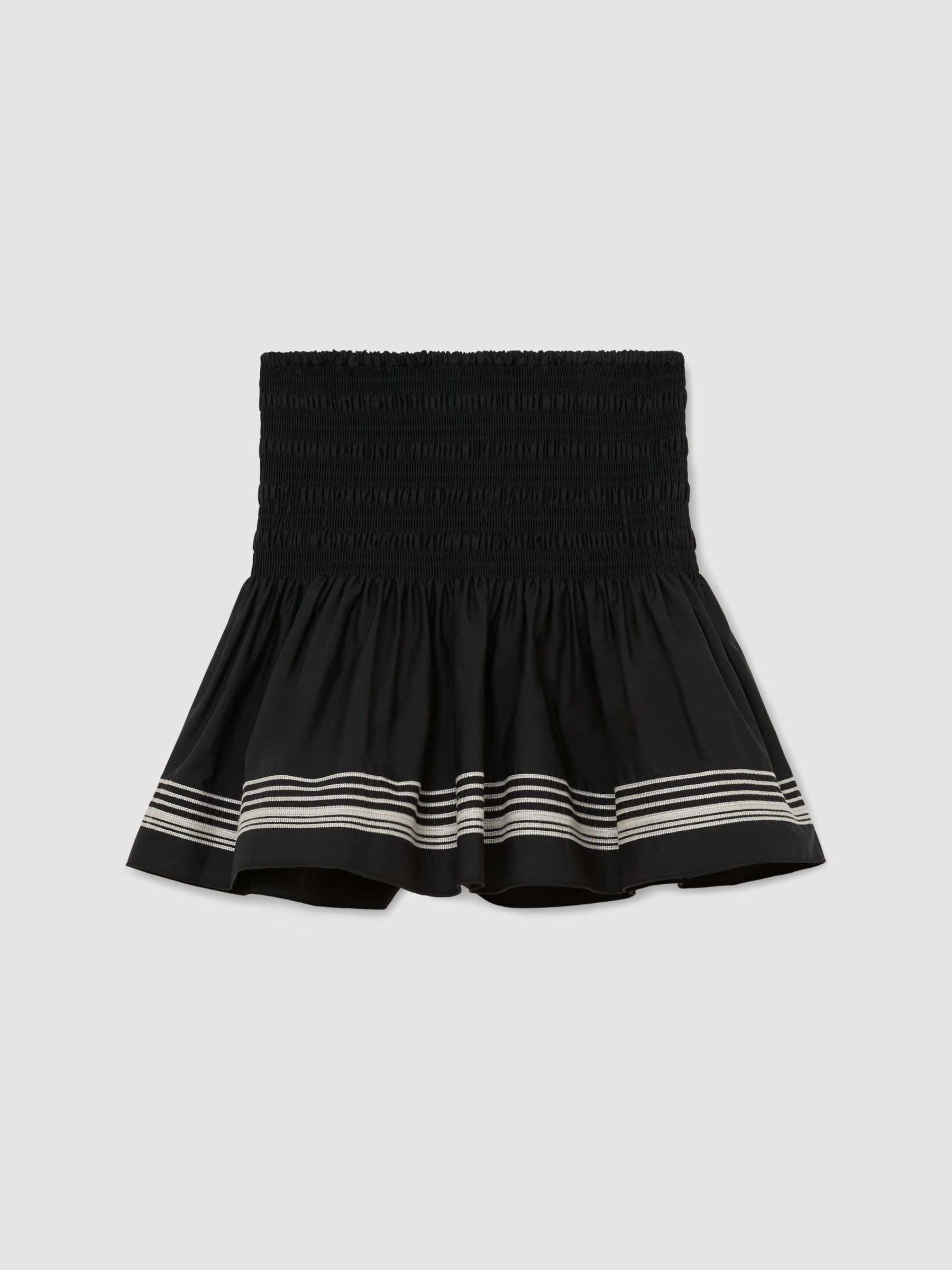 Cotton Stripe-Detail Mini Skirt in Black/Ivory