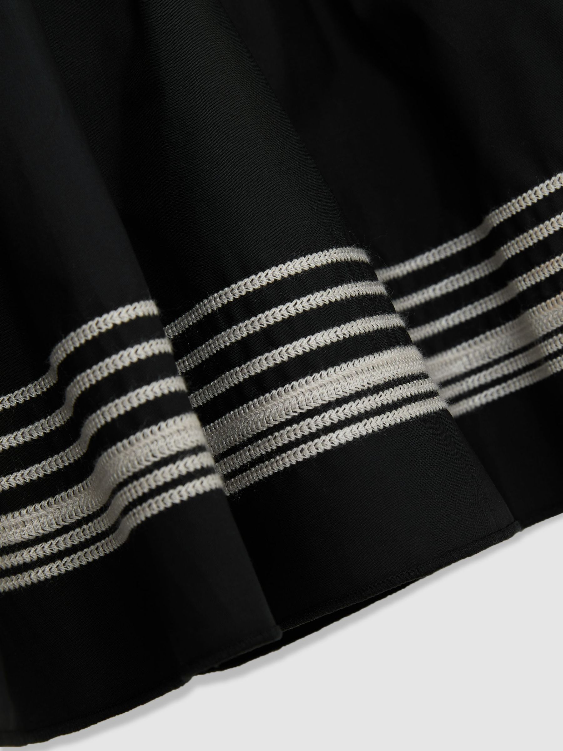 Cotton Stripe-Detail Mini Skirt in Black/Ivory - image 2