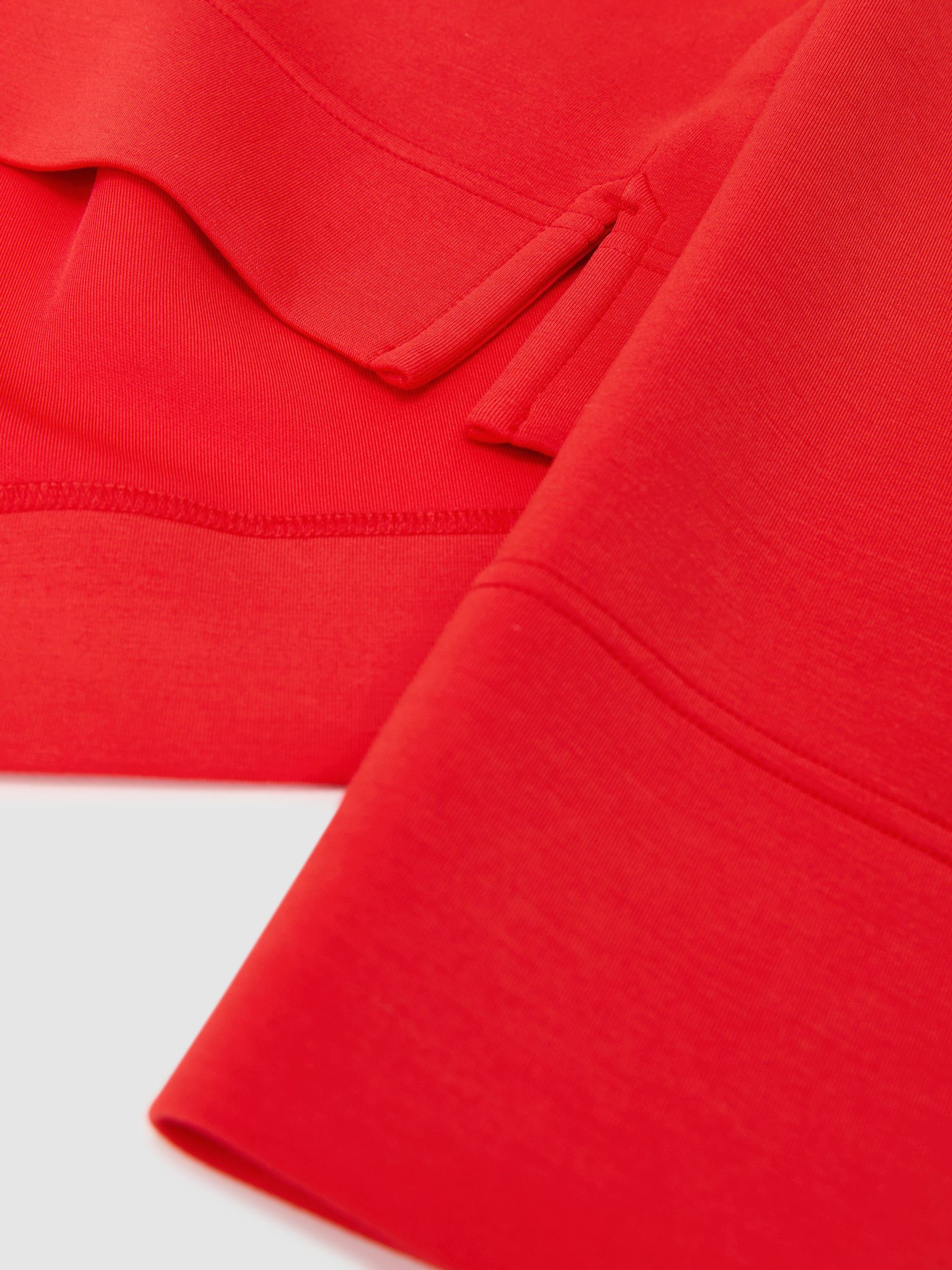 Premium Interlock Open-Collar Sweatshirt in Coral Red - Image 7 of 7