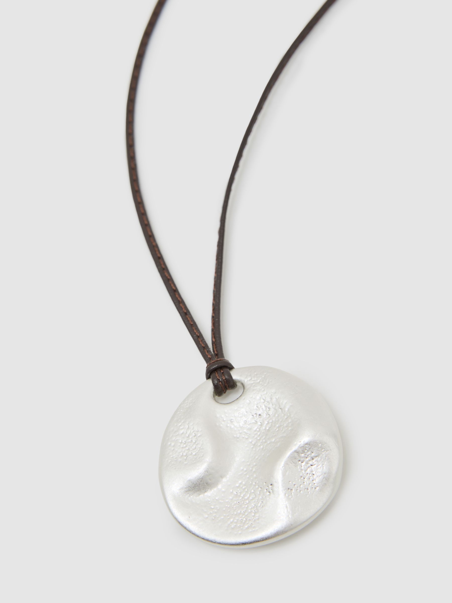 Large Cord Pendant Necklace in Silver Tone - image 2