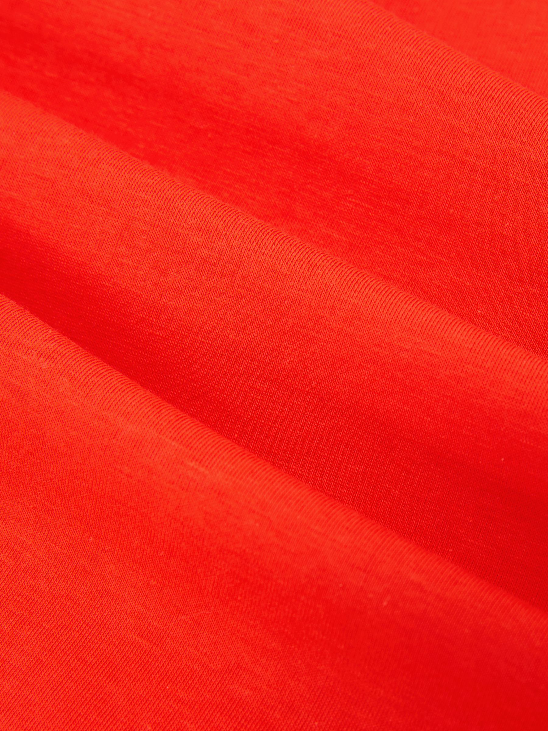 Stretch-Cotton Ribbed-Neck T-Shirt in Coral Red - image 3