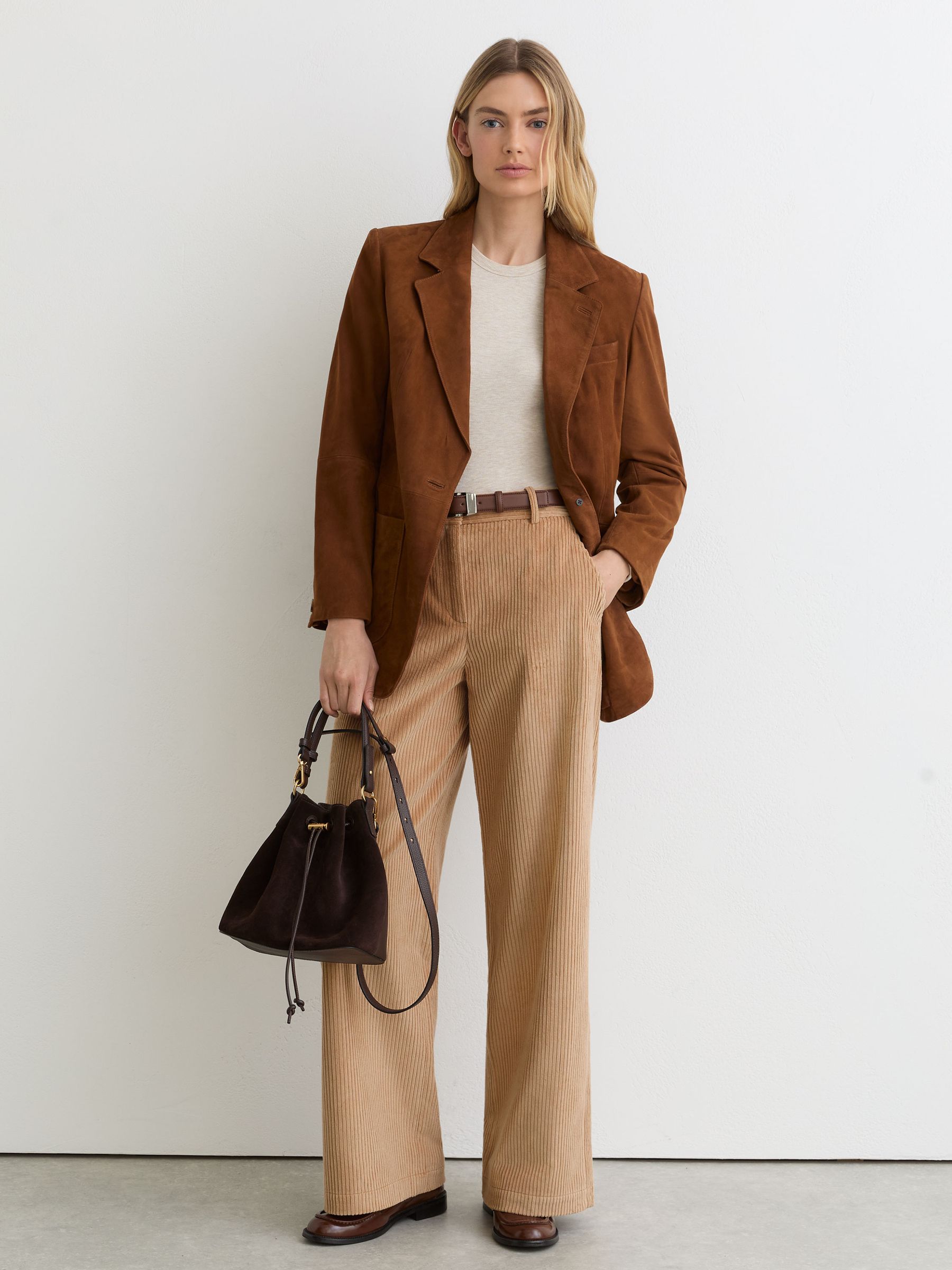 Petite Cotton Corduroy Wide-Leg Trousers in Camel - image 4
