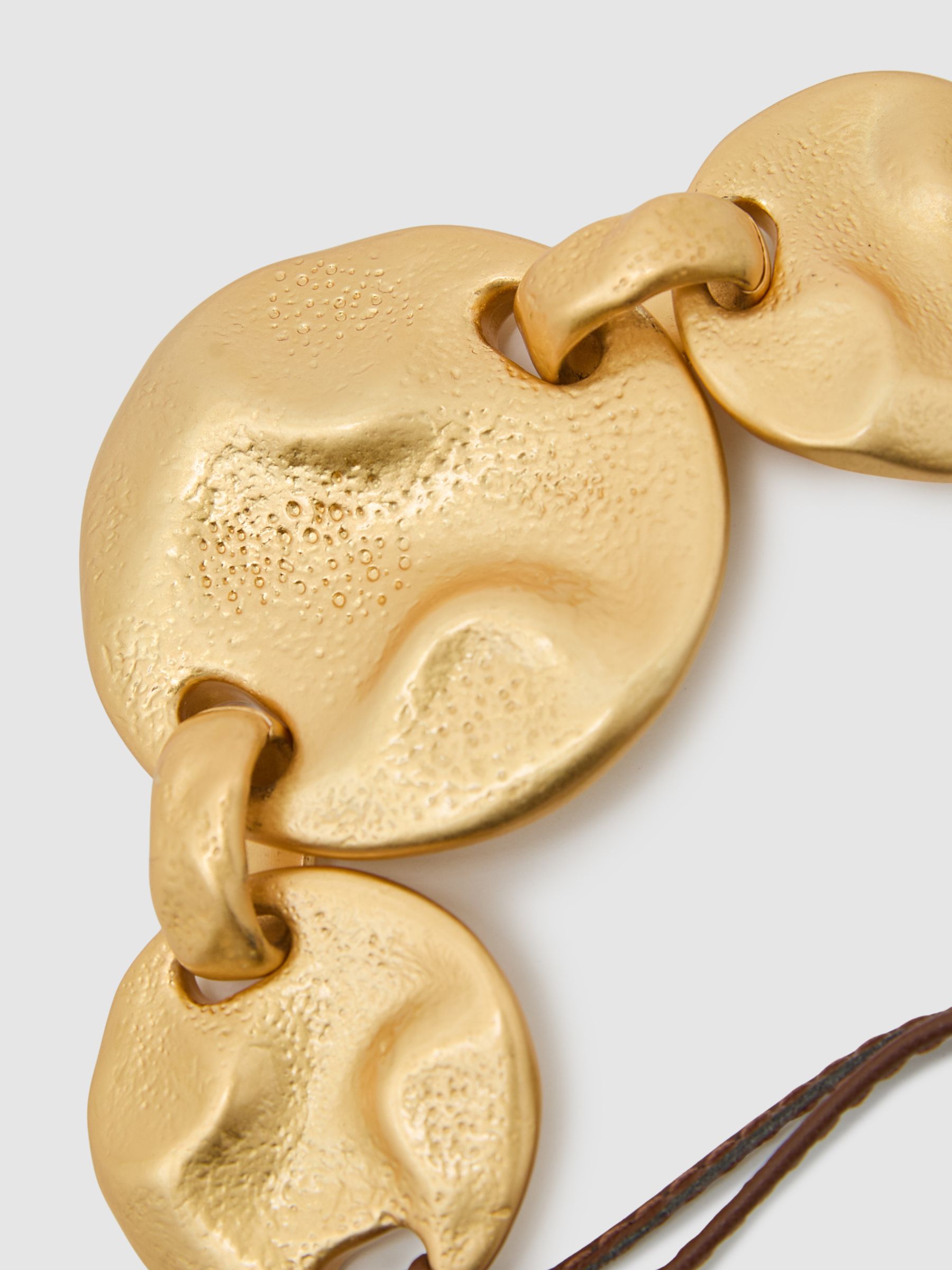 Sculpted Disc Cord Bracelet in Gold Tone - image 2
