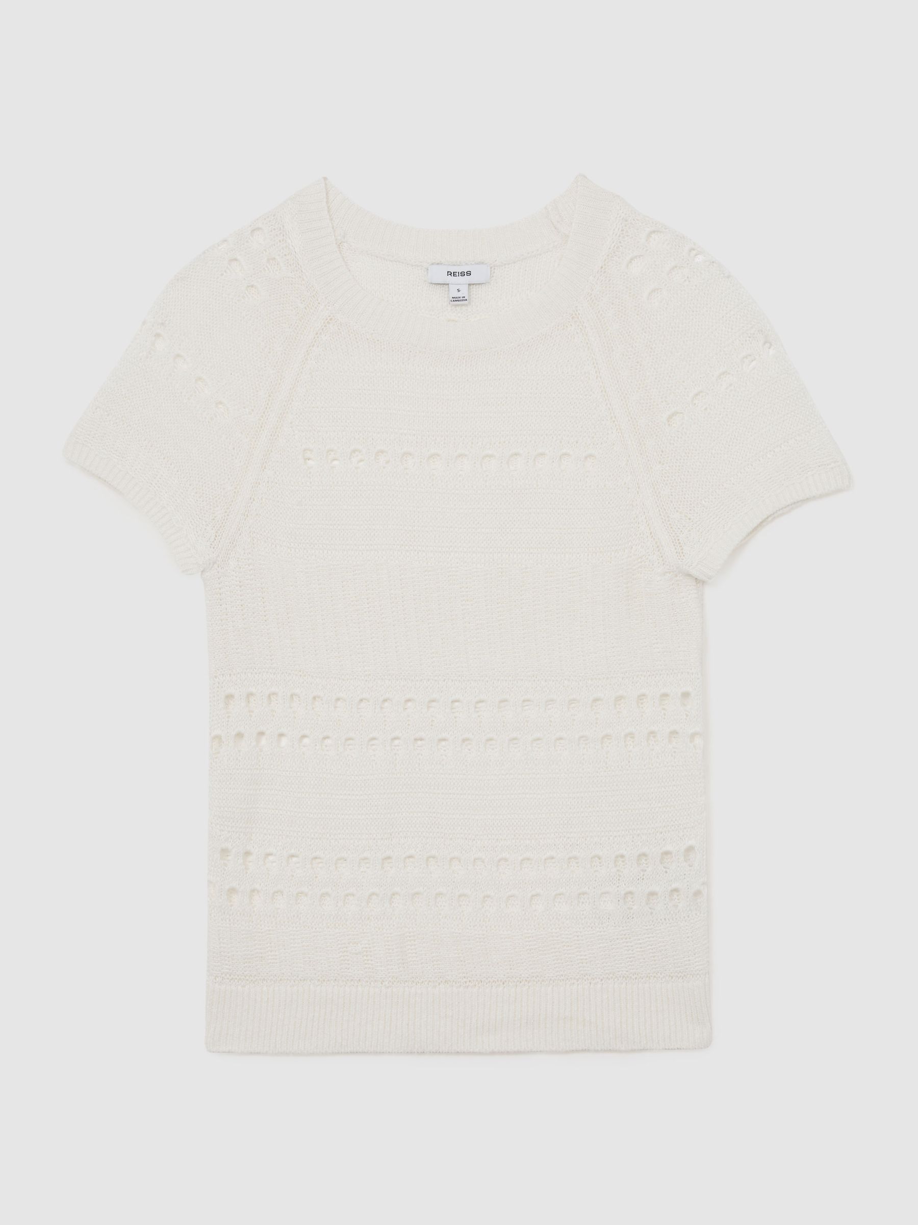 Linen Textured-Knit Top in White - image 1