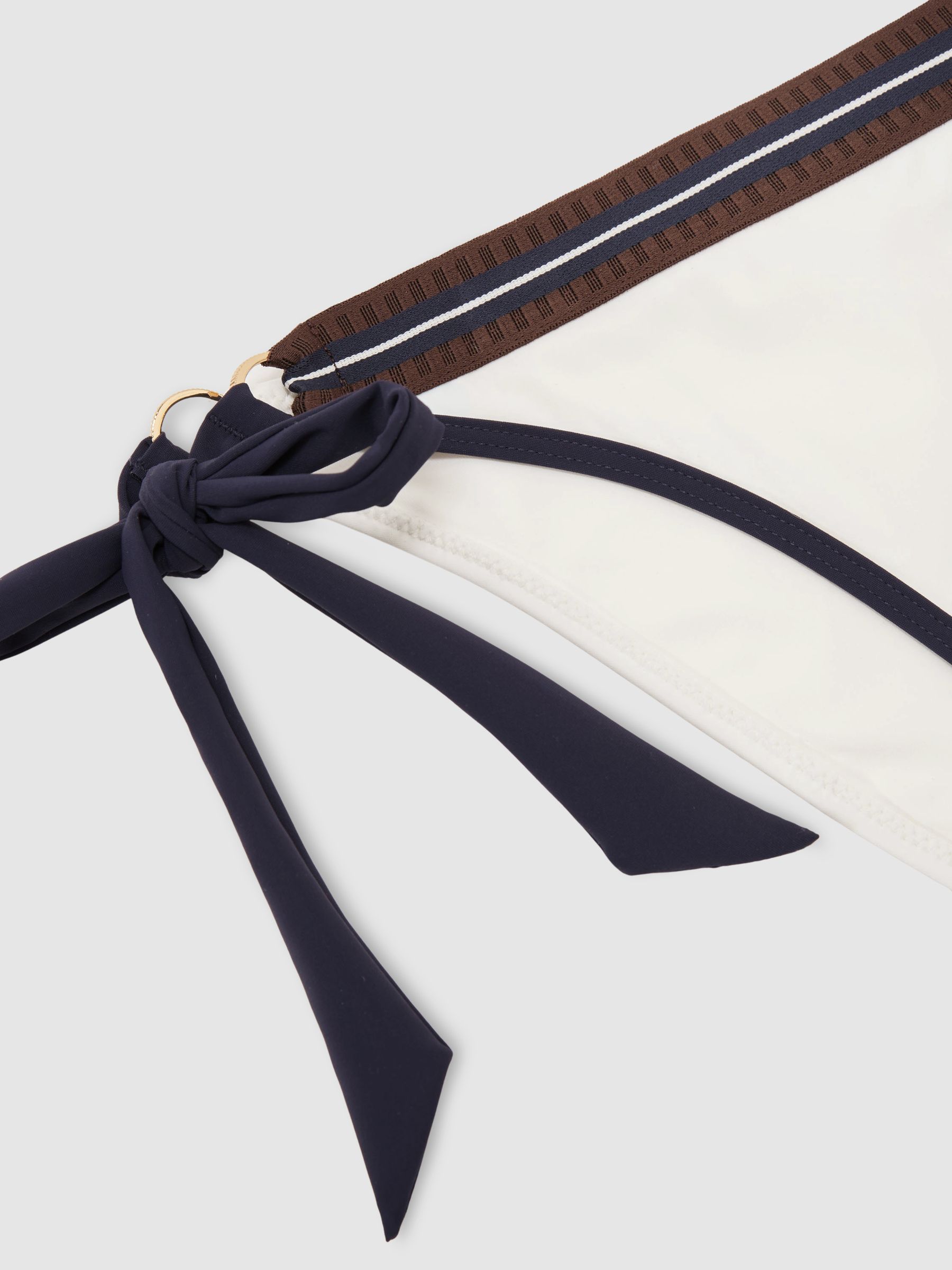 Contrast-Stripe Side-Tie Bikini Bottoms in Ivory - Image 6 of 6