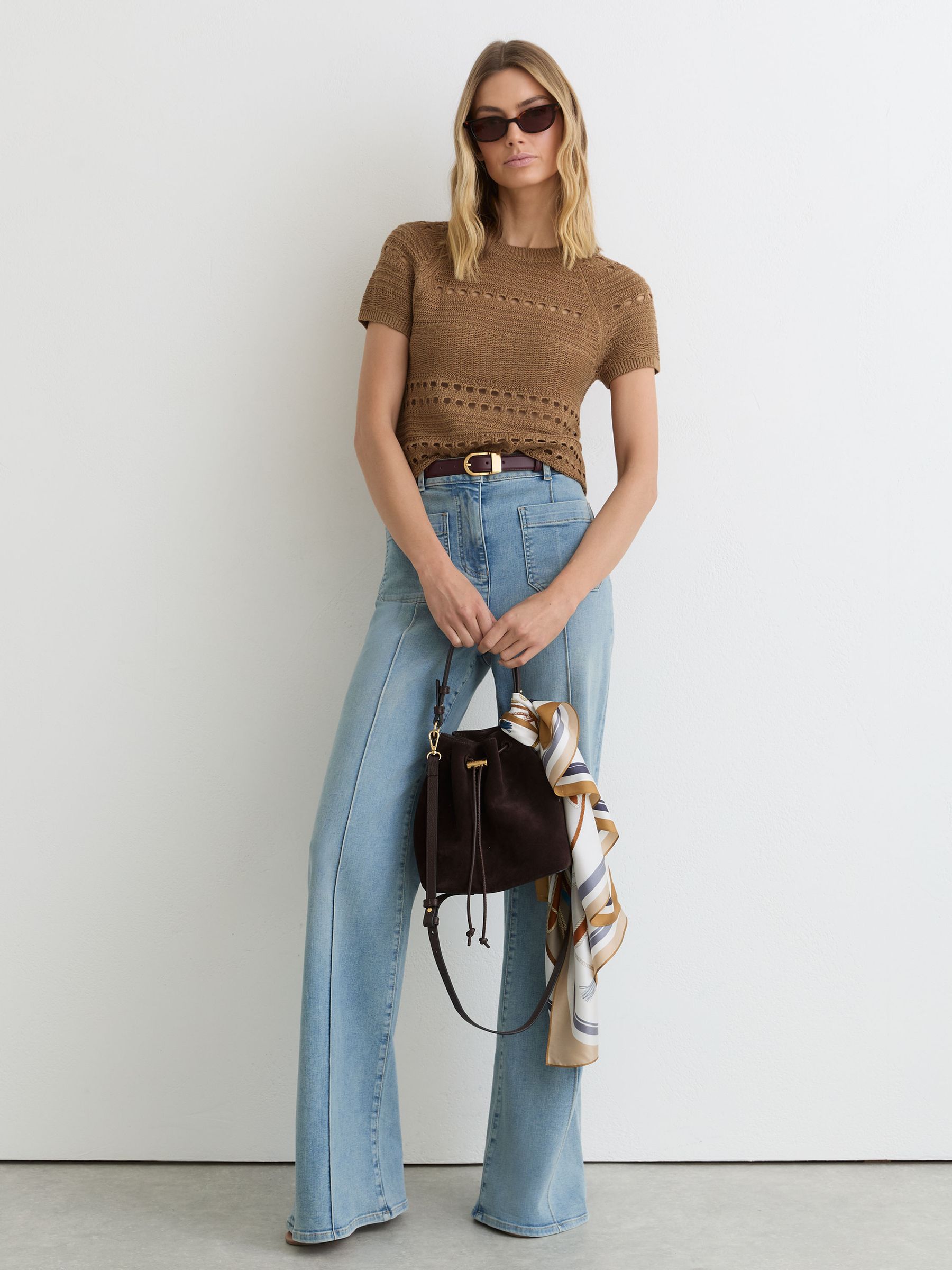 Linen Textured-Knit Top in Taupe Neutral - Image 3 of 6