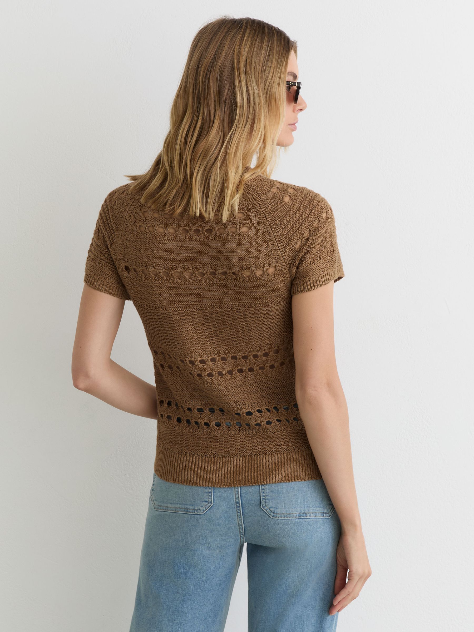 Linen Textured-Knit Top in Taupe Neutral - image 4