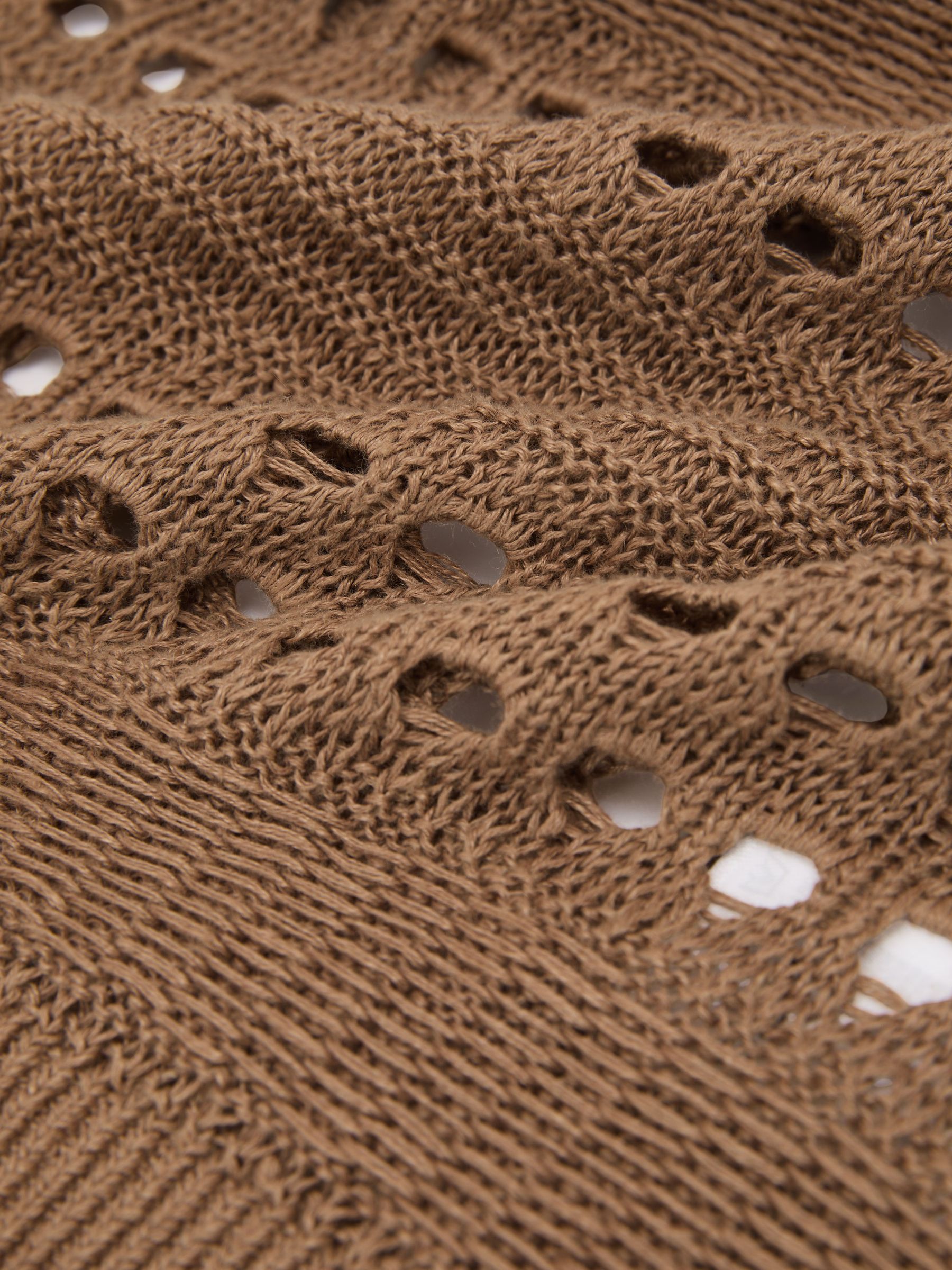 Linen Textured-Knit Top in Taupe Neutral - image 3