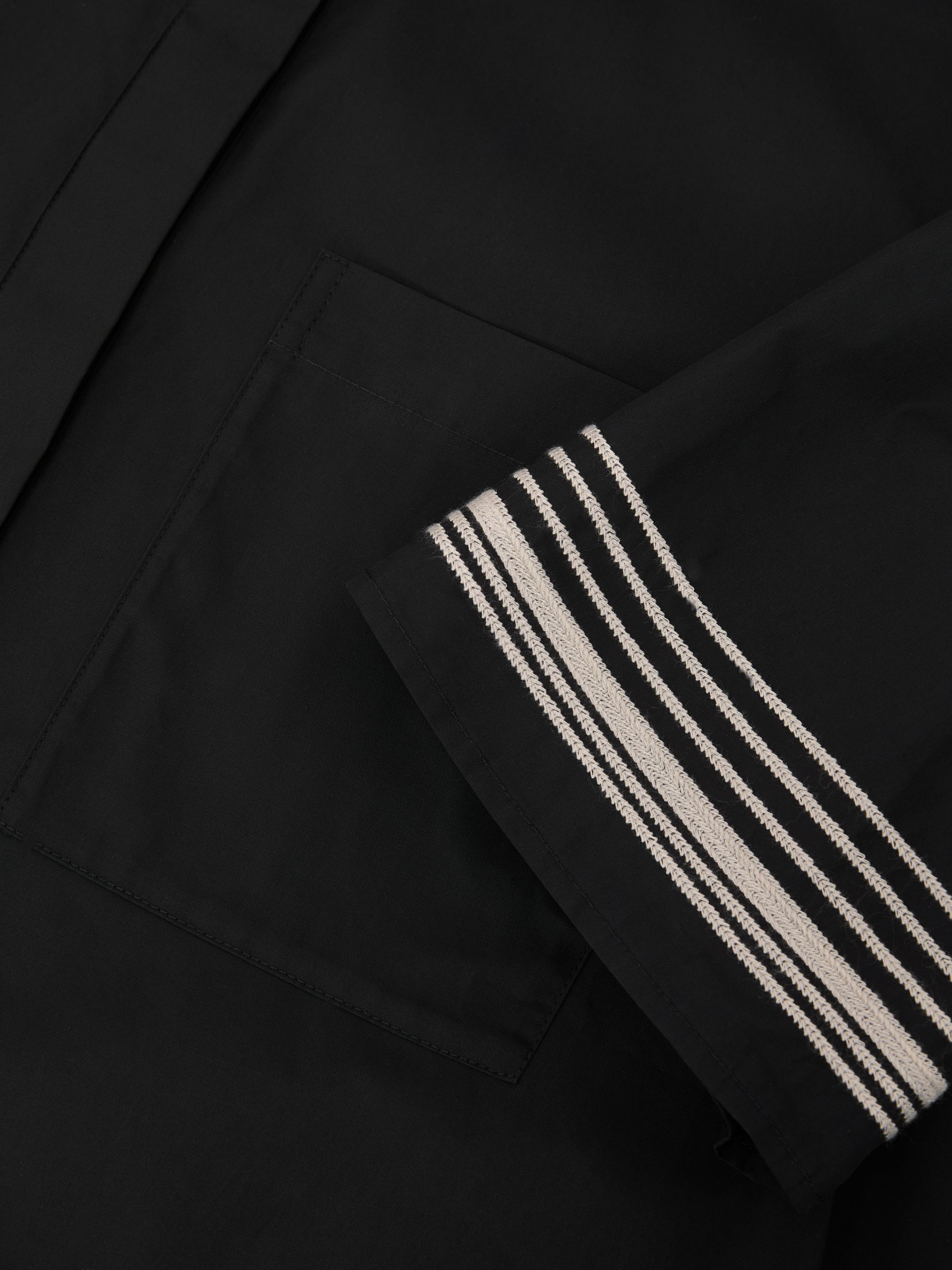 Cotton Stripe-Detail Boxy Shirt in Black/Ivory - image 2