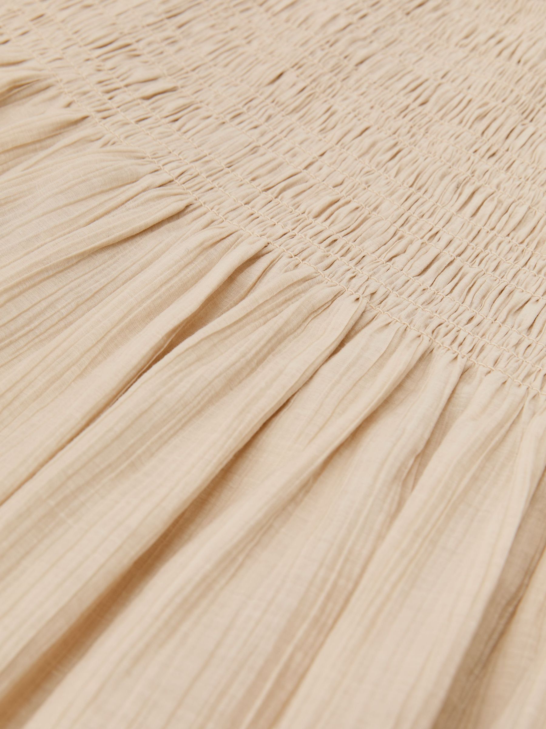 Cotton-Blend Shirred Mini Skirt in Neutral - image 3