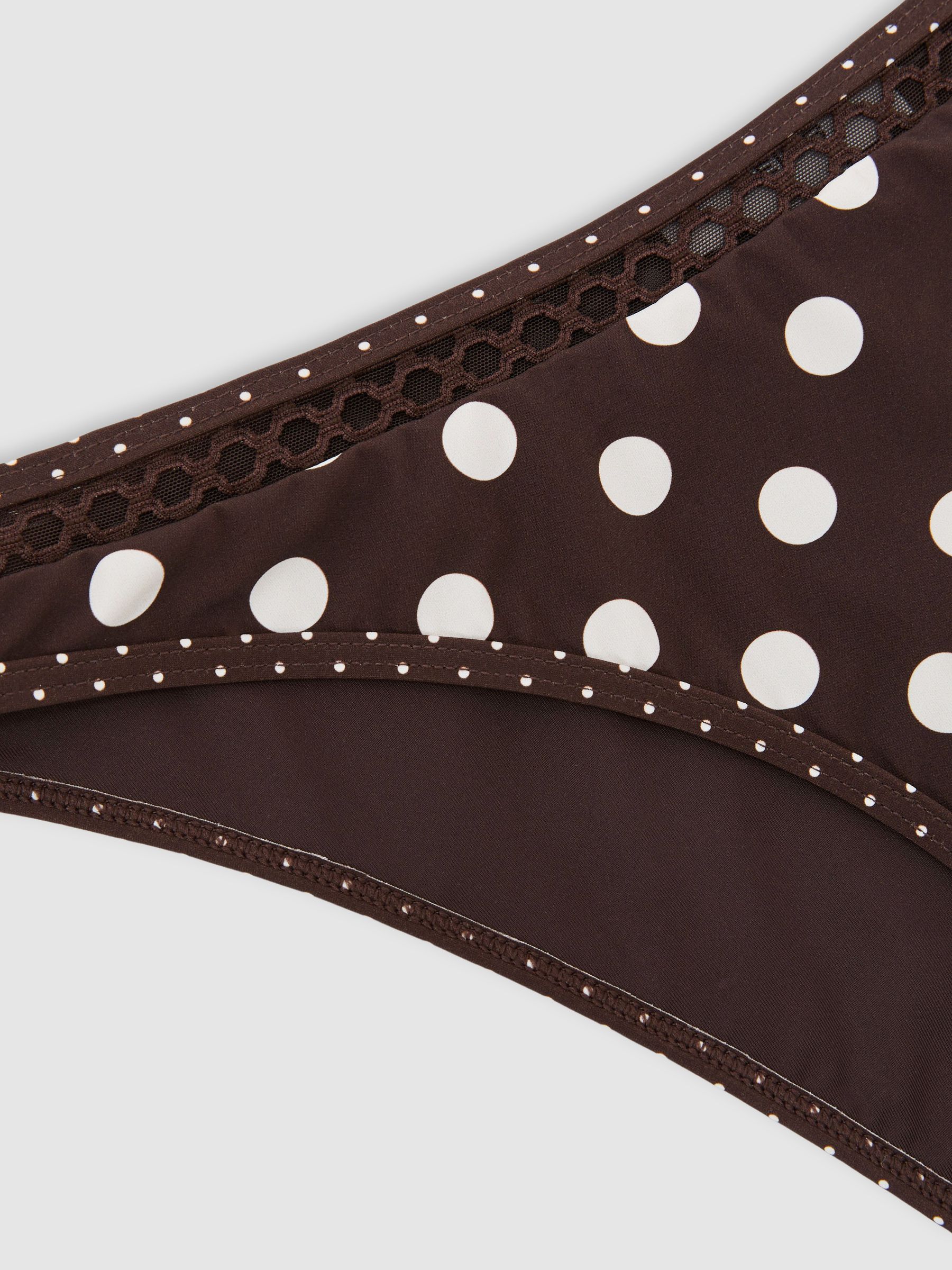 Polka-Dot Fixed-Side Bikini Bottoms in Chocolate Brown/Ivory - Image 8 of 8