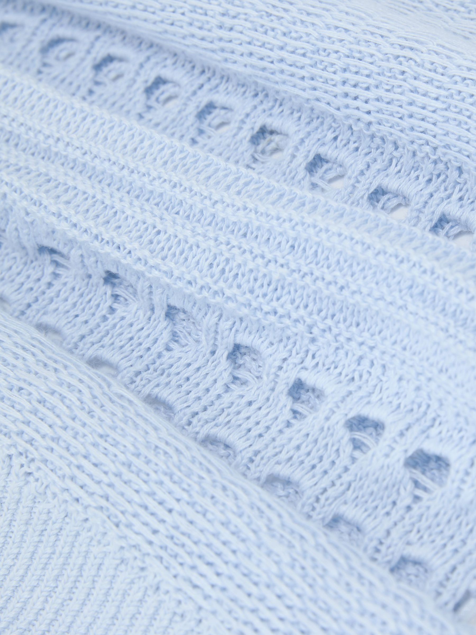 Linen Textured-Knit Top in Light Blue - Image 6 of 6