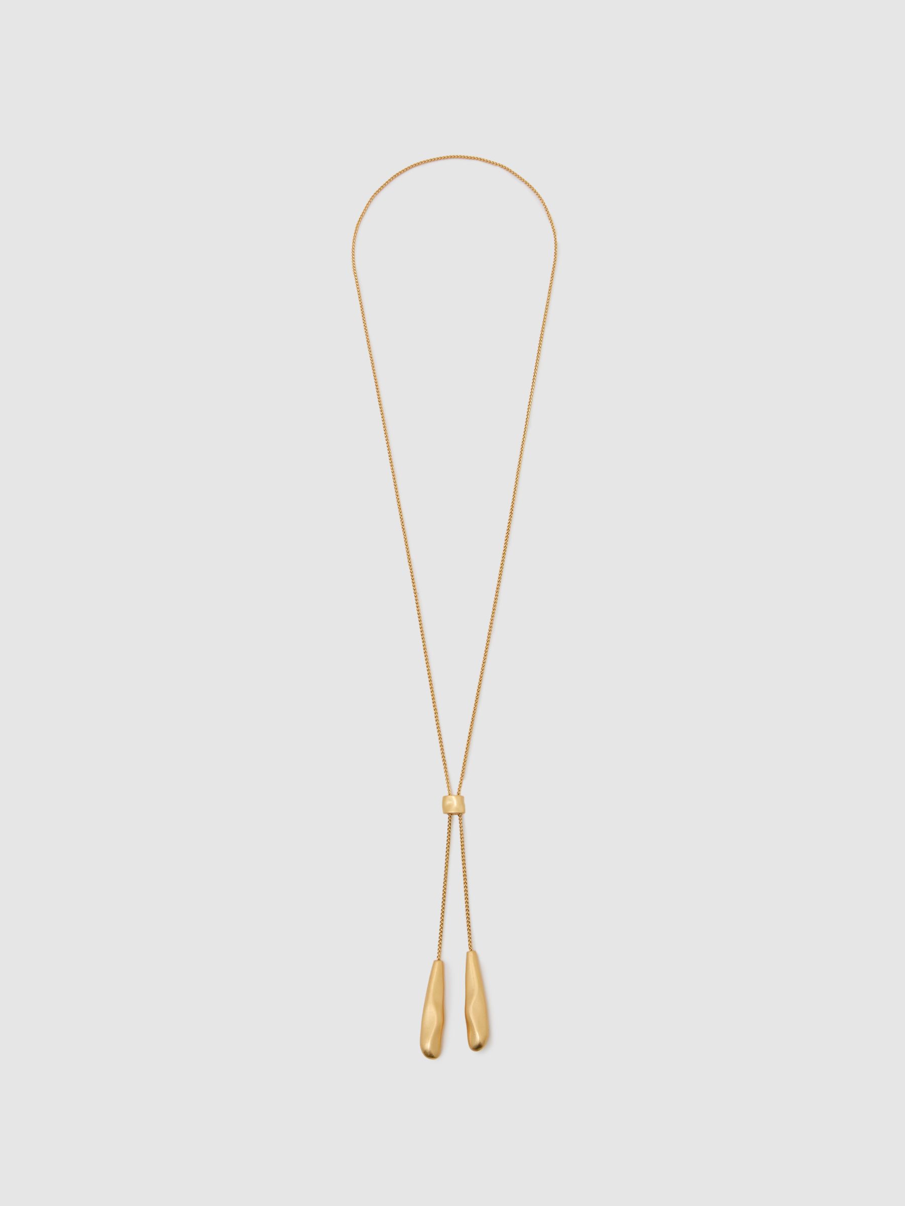 Sculpted Drop Lariat Necklace in Gold Tone - image 1