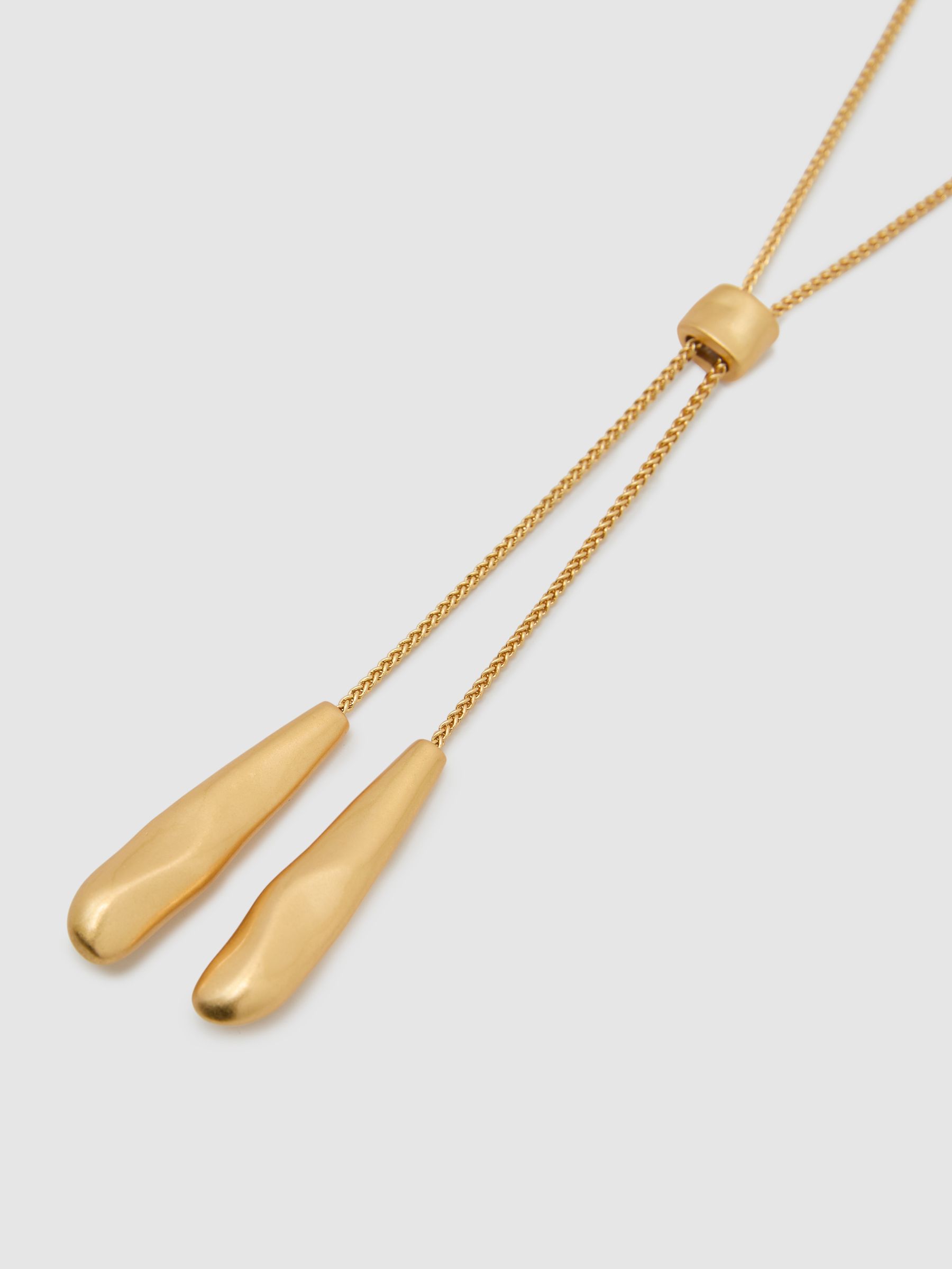 Sculpted Drop Lariat Necklace in Gold Tone - image 4