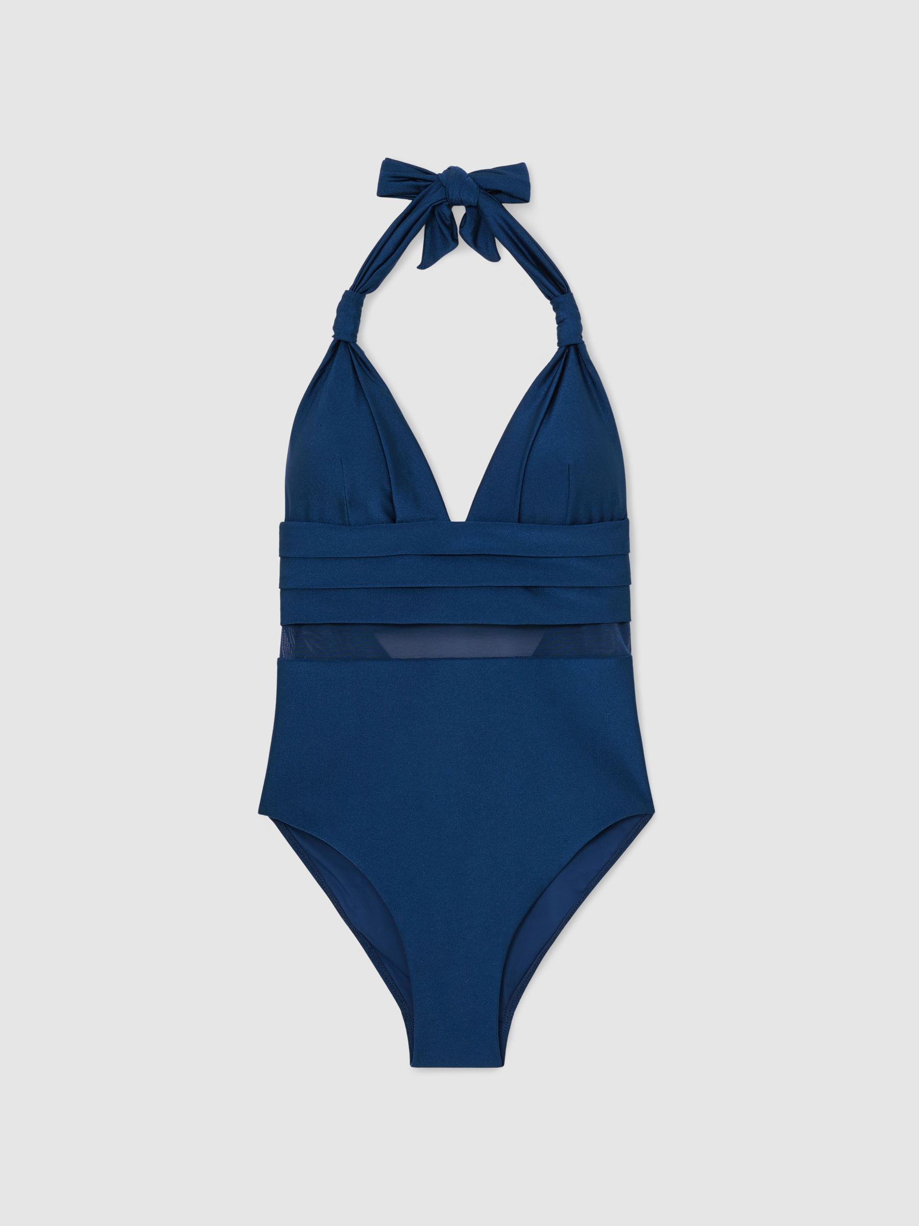 Shimmer Mesh-Insert Swimsuit in Blue - Image 2 of 6