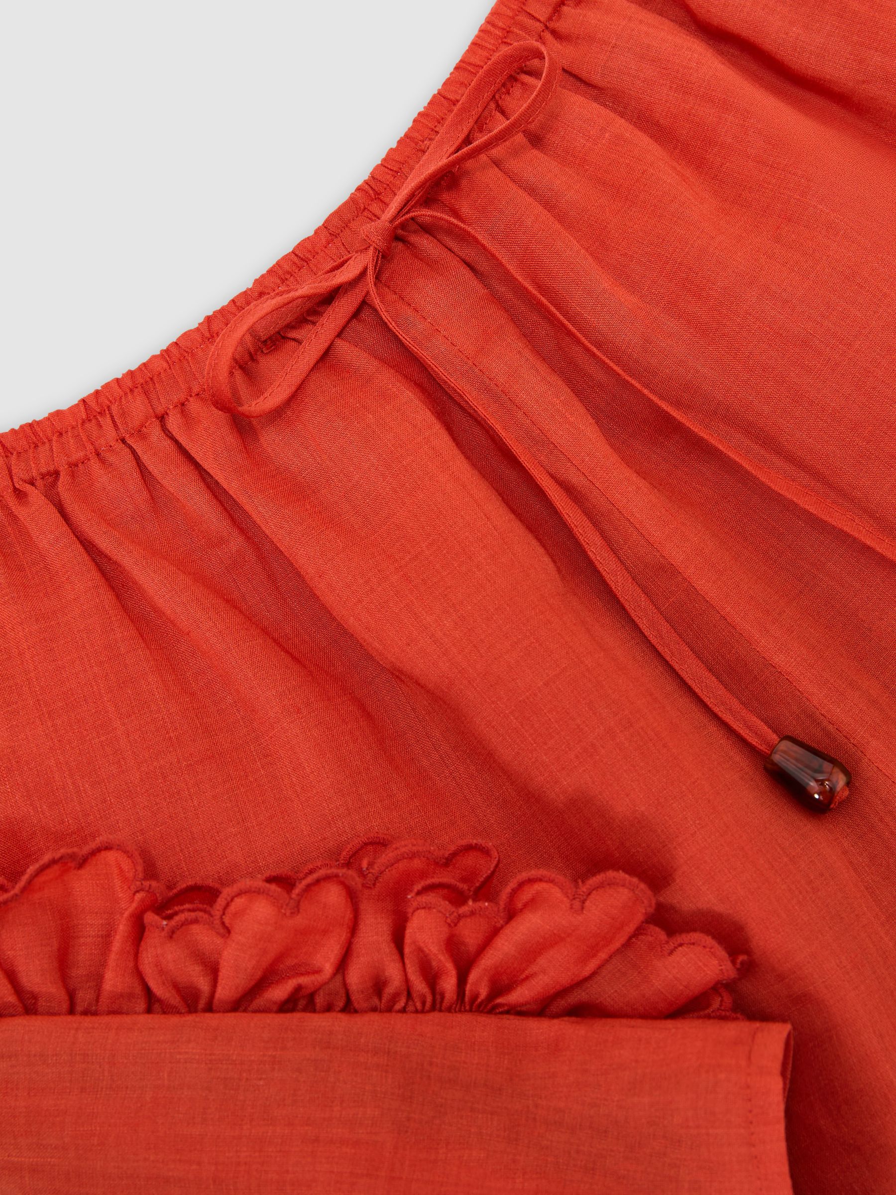 Ruffle-Trim Drawstring Shorts in Orange - Image 6 of 6