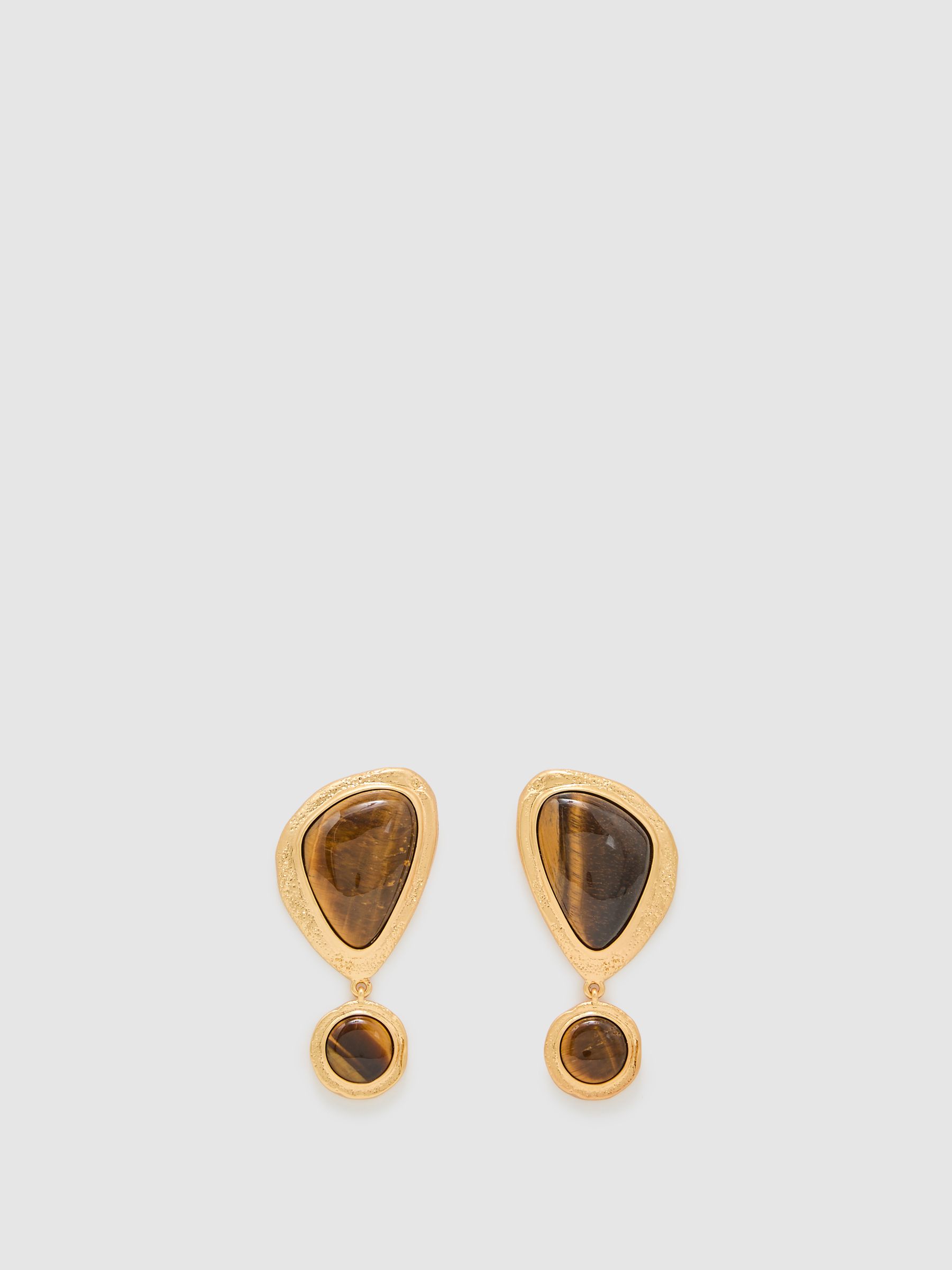 Tumbled Stone Drop Earrings in Gold - Image 3 of 5