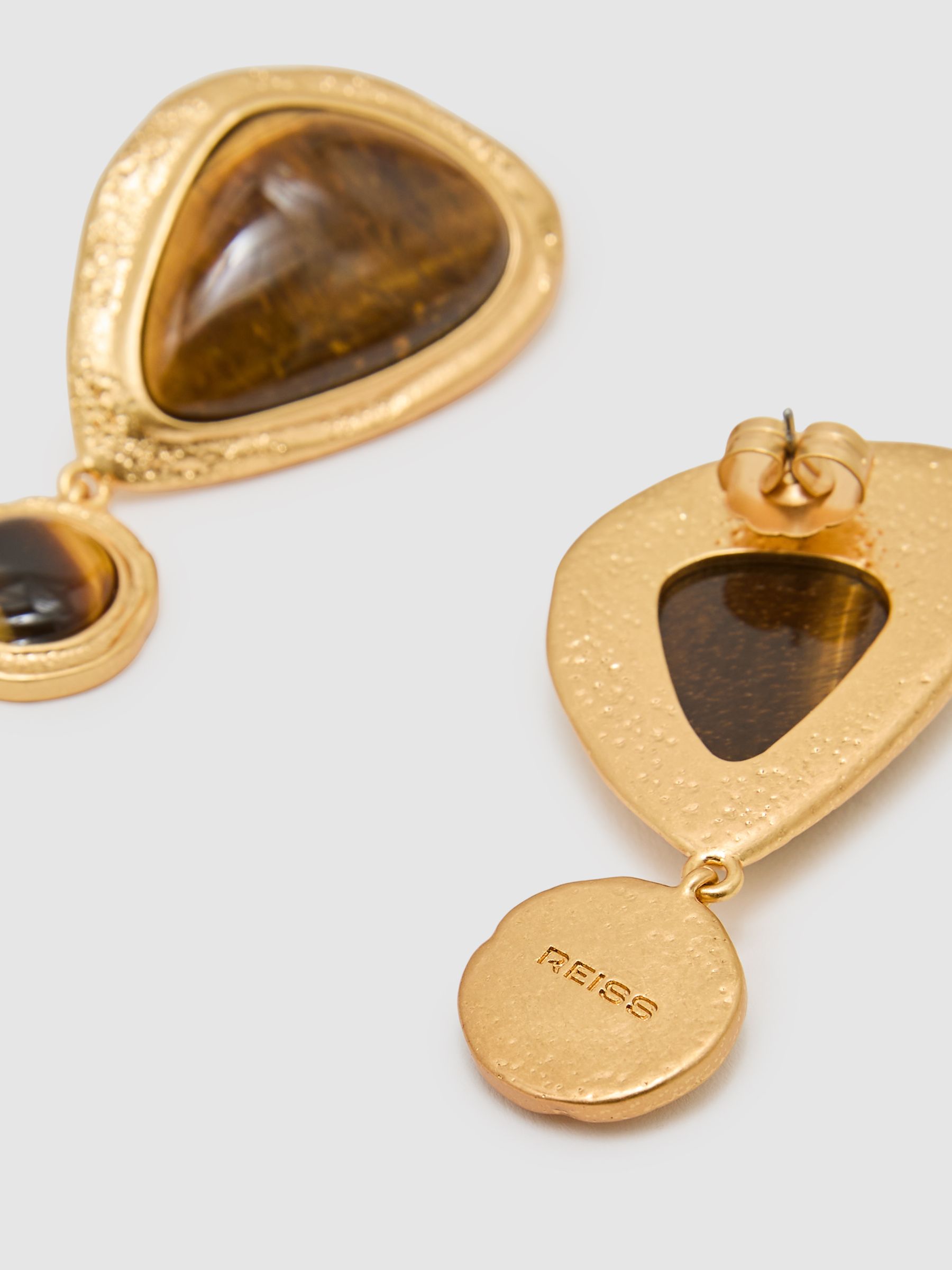 Tumbled Stone Drop Earrings in Gold - Image 4 of 5