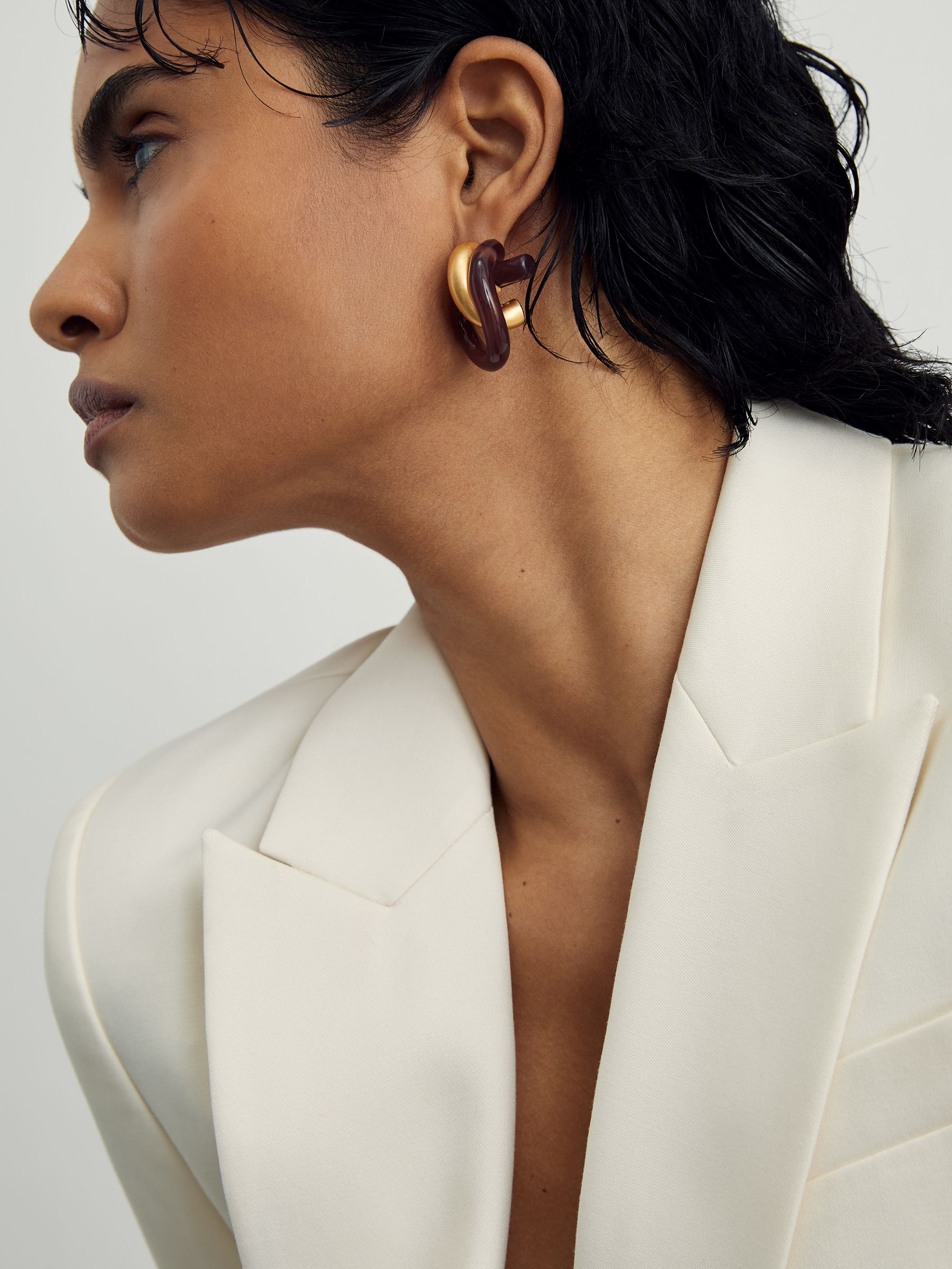 Earrings in Gold/Burgundy - Image 1 of 4