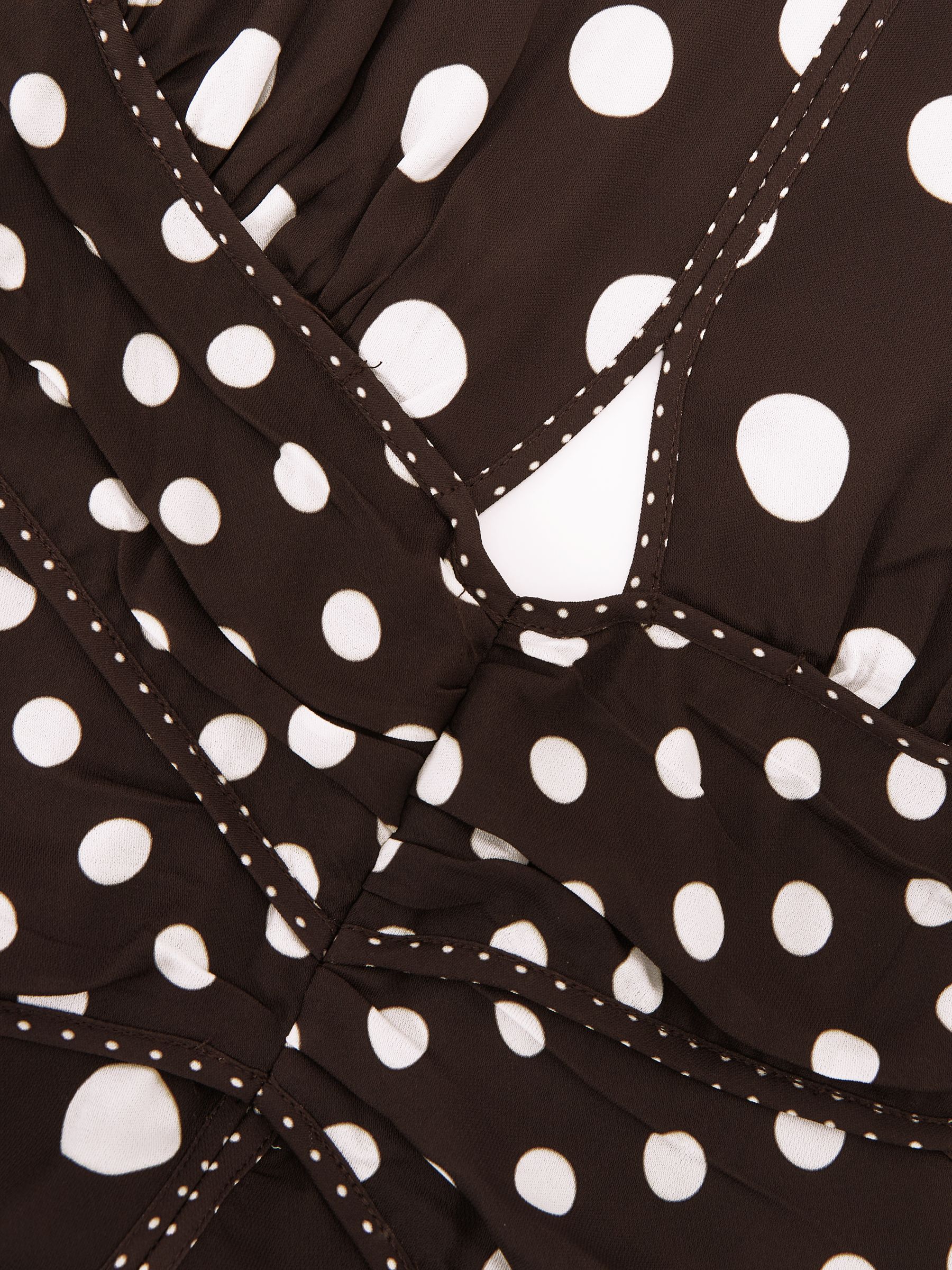 Polka-Dot Cut-Out Midi Dress in Chocolate Brown/Ivory - image 3
