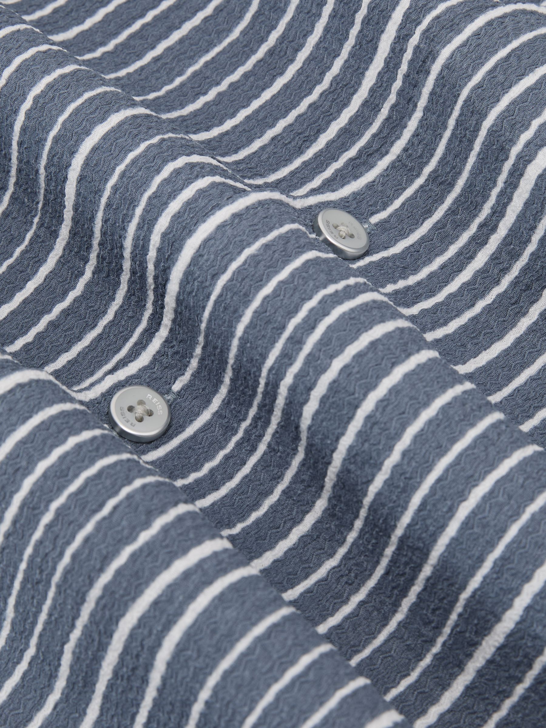 Textured Stripe Cuban-Collar Shirt in Airforce Blue - image 3