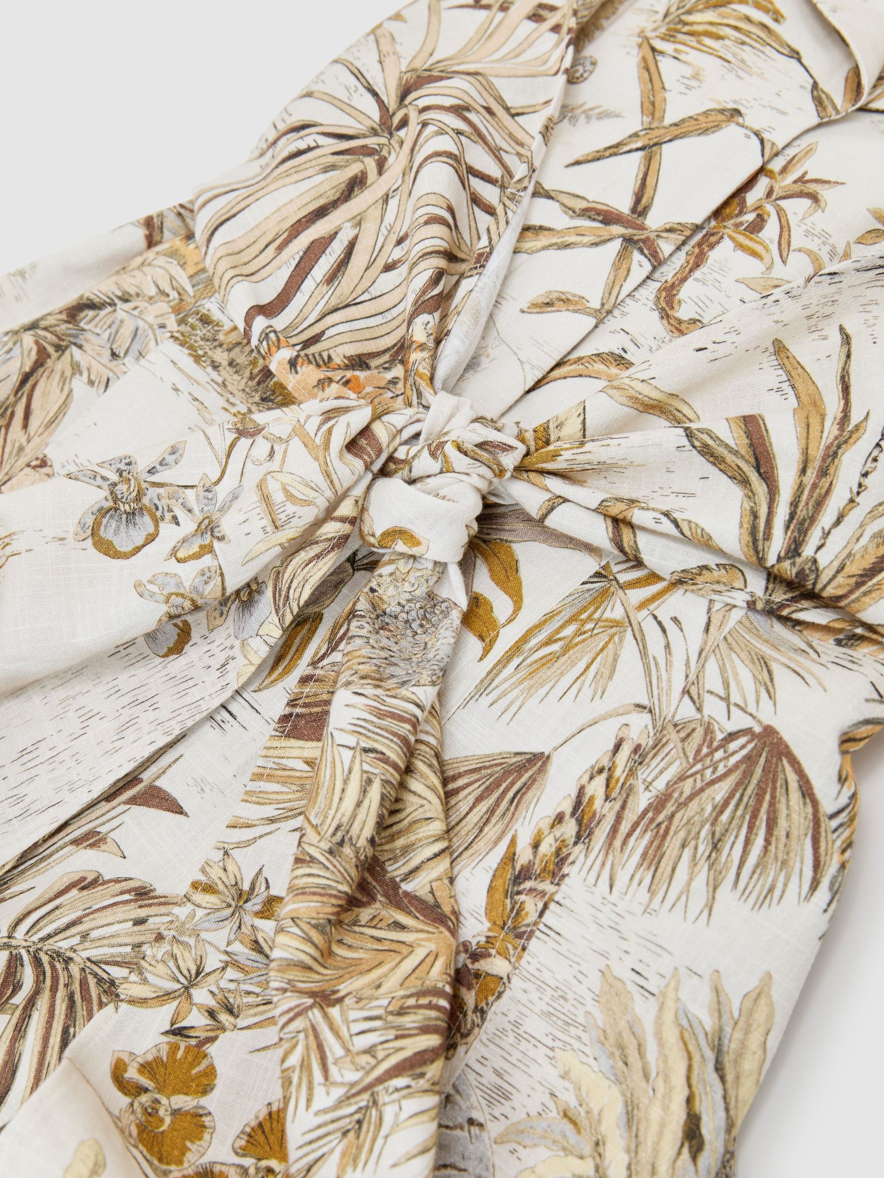 Petite Cotton Safari-Print Tailored Midi Dress in Neutral - Image 7 of 7