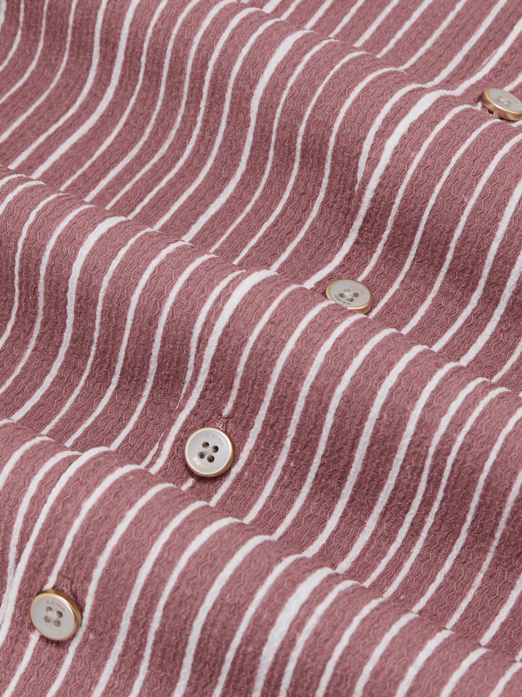 Textured Stripe Cuban-Collar Shirt in Rose Pink - image 3