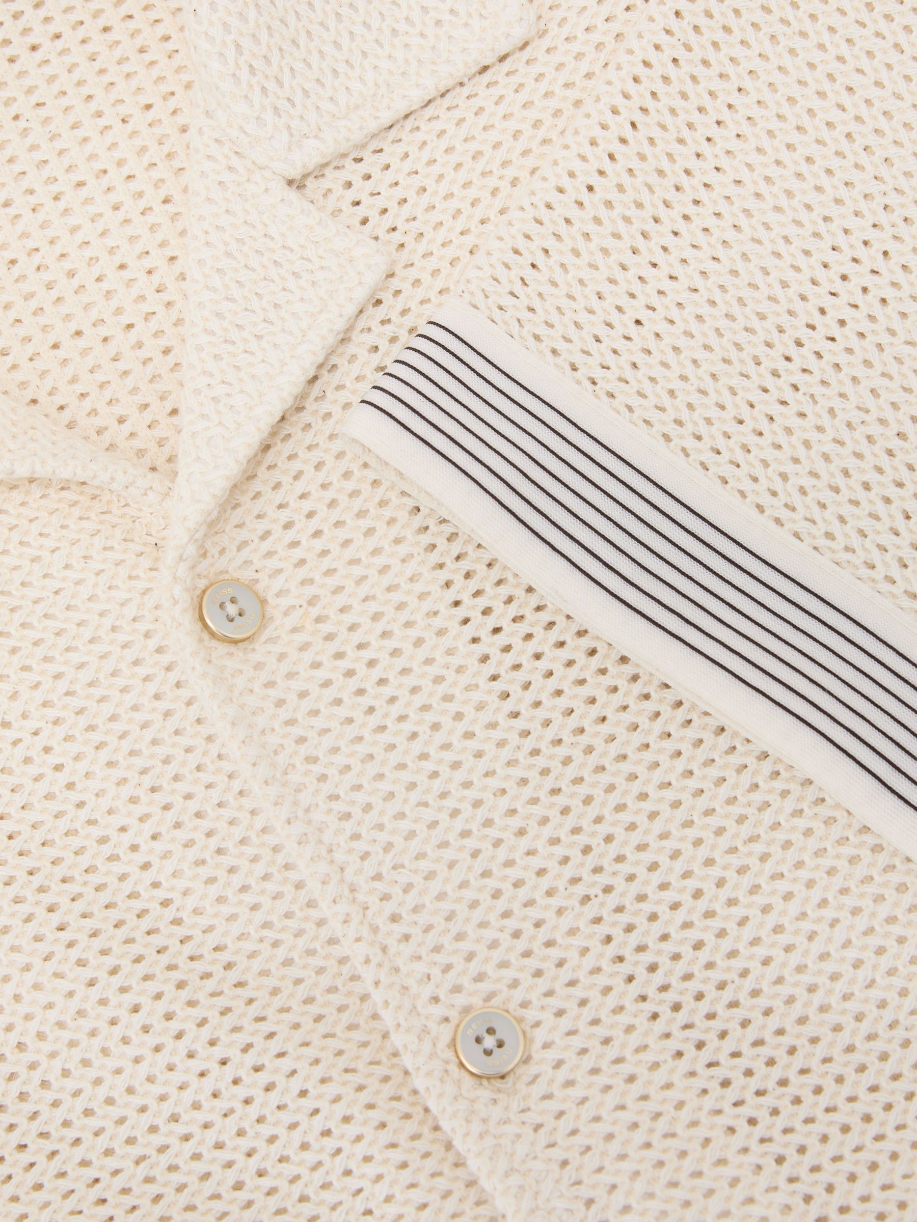 Cotton-Blend Tape-Trim Crochet Shirt in Off White - Image 7 of 7