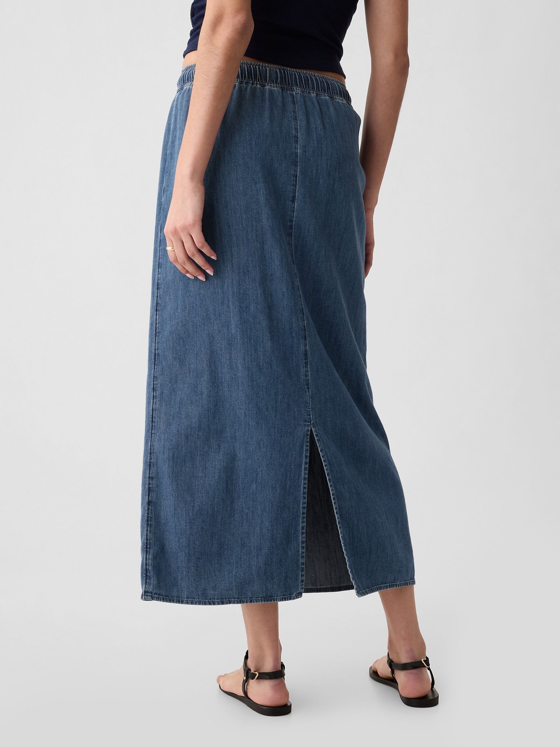 Blue Chambray Denim Maxi Skirt - Image 2 of 5