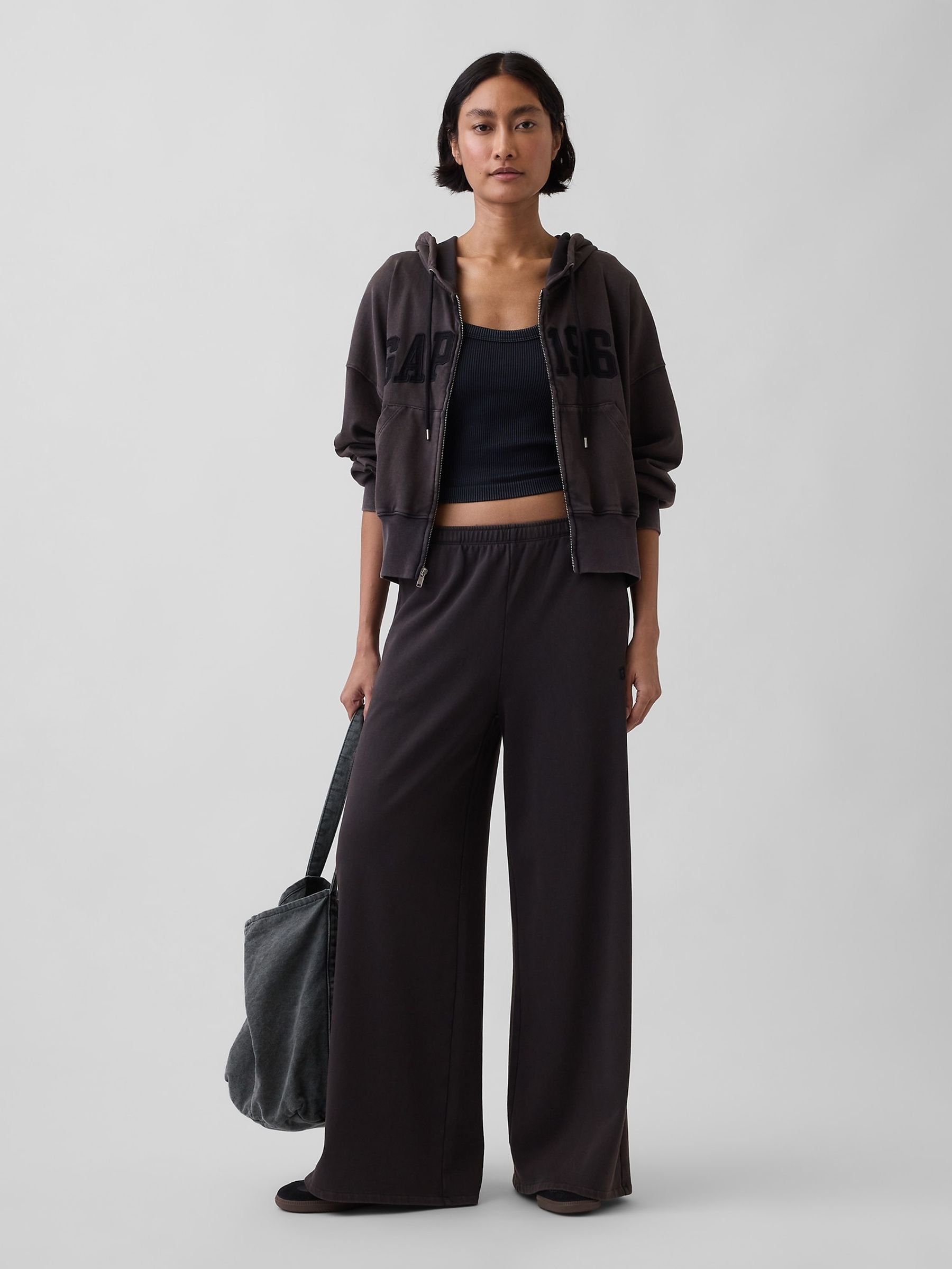 Black French Terry Oversized 1969 Logo Zip Hoodie - Image 3 of 4