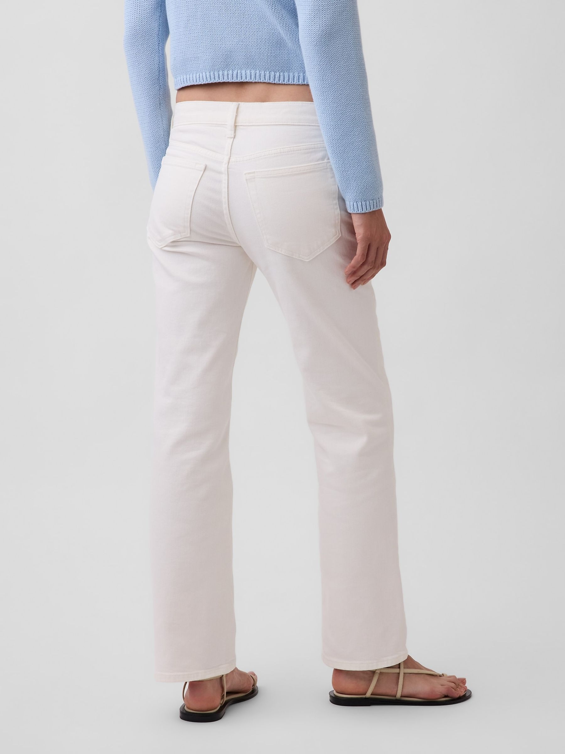 White Mid Rise Relaxed Straight Jeans - Image 2 of 4
