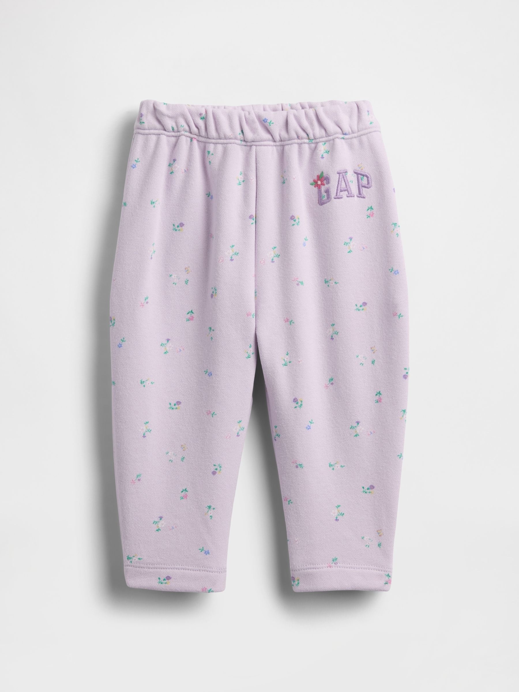 Purple Floral Vintage Soft Terry Barrel Joggers - Image 1 of 3