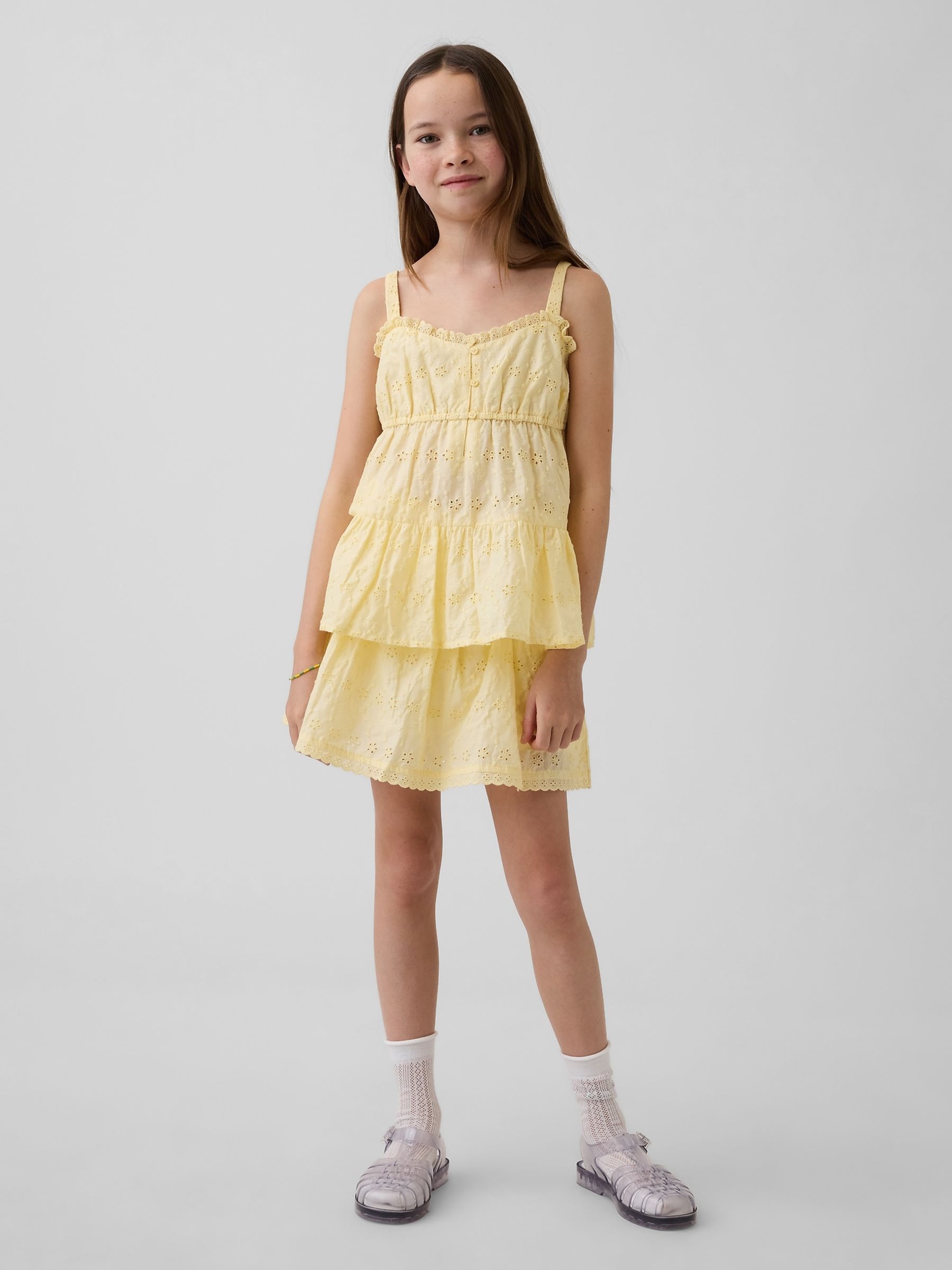 Yellow Eyelet Foldover Skort - Image 1 of 5 Yellow Eyelet Foldover Skort - Image 1 of 5