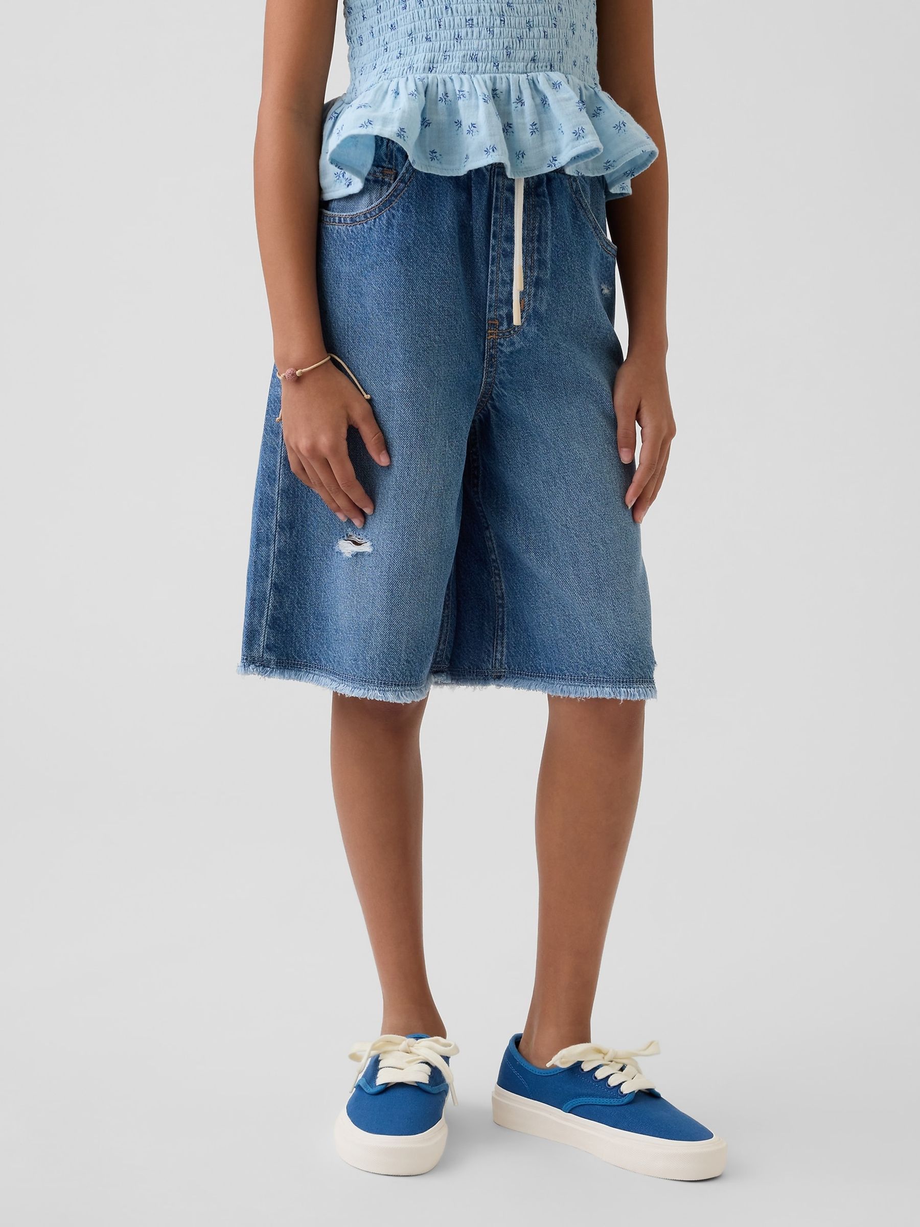 Medium Wash Low Rise UltraSoft Easy Longline Denim Shorts - Image 1 of 5