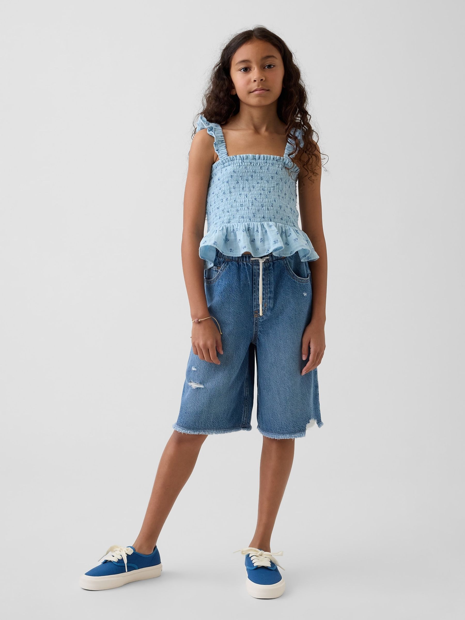 Medium Wash Low Rise UltraSoft Easy Longline Denim Shorts - Image 3 of 5