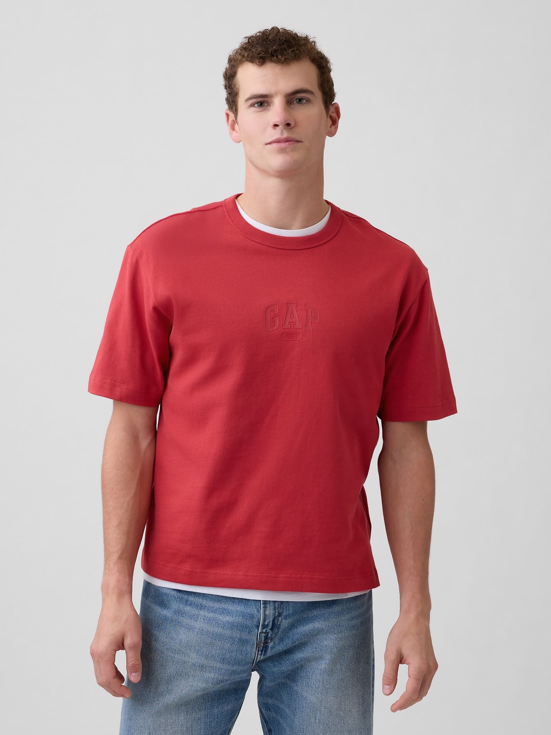 Red Heavyweight Relaxed 1969 Logo Boxy T-Shirt - Image 1 of 4