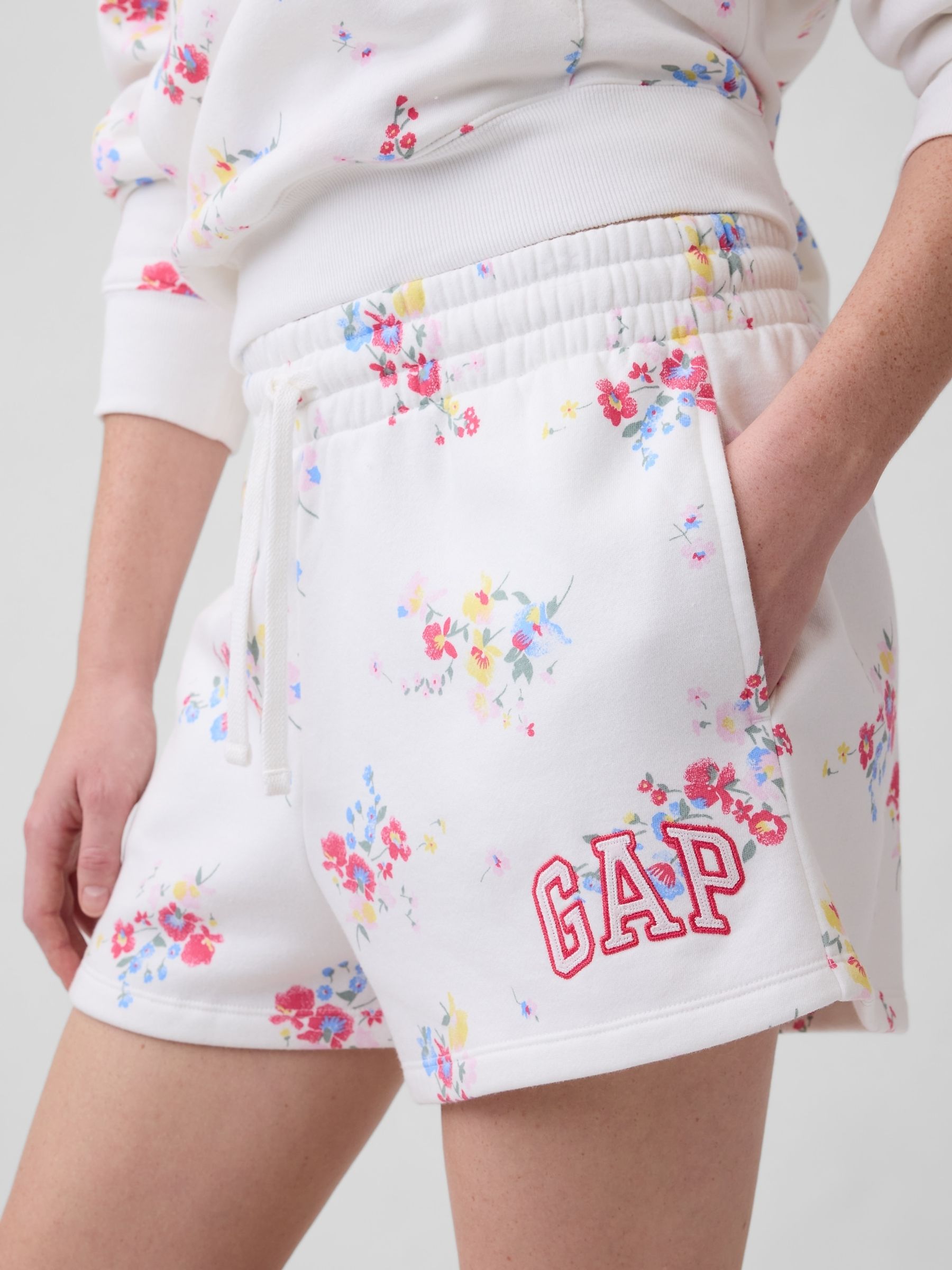 White Floral Logo Shorts - Image 4 of 5