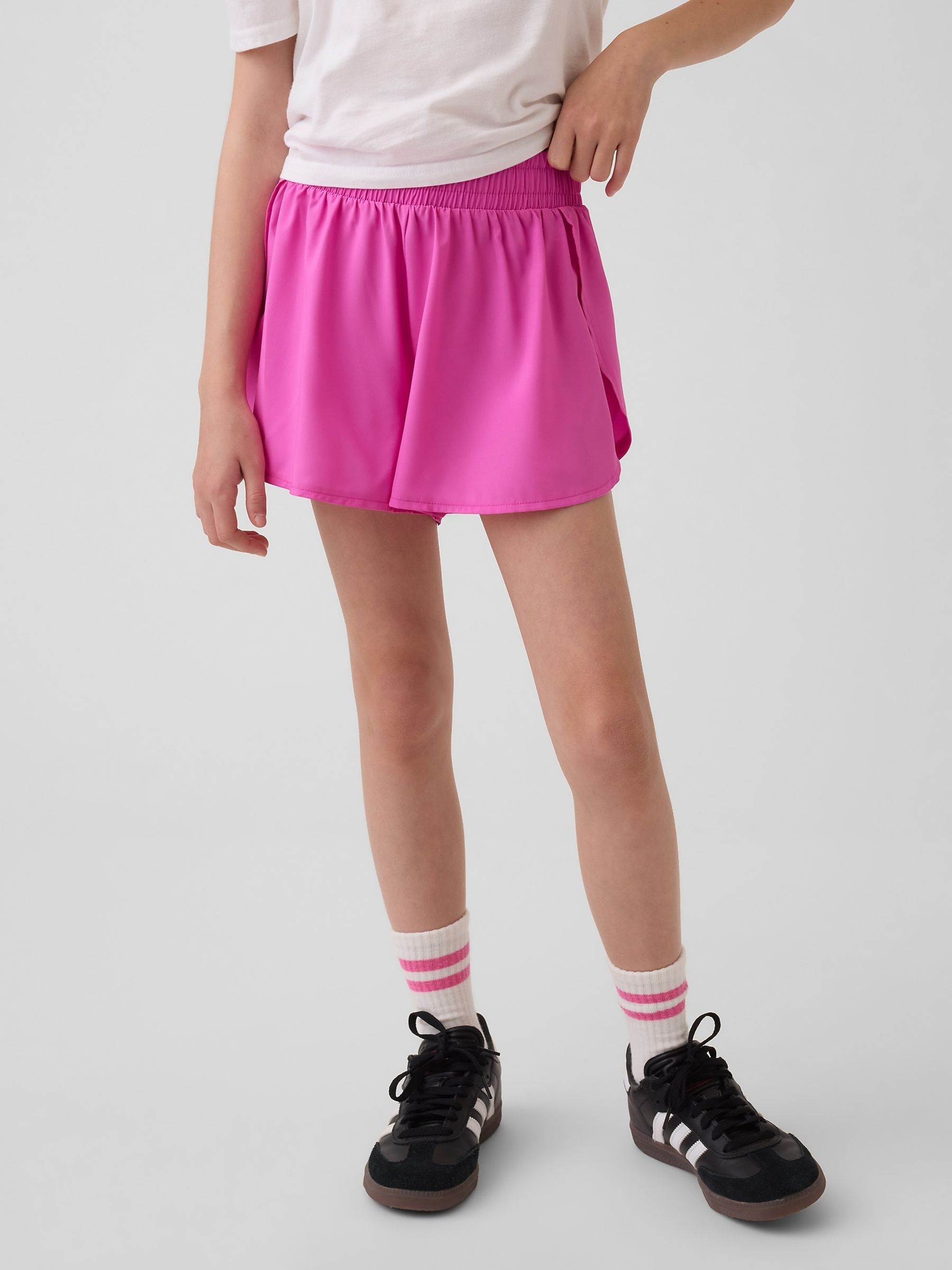 Pink Quick-Dry Butterfly-Hem Run Shorts - Image 1 of 5