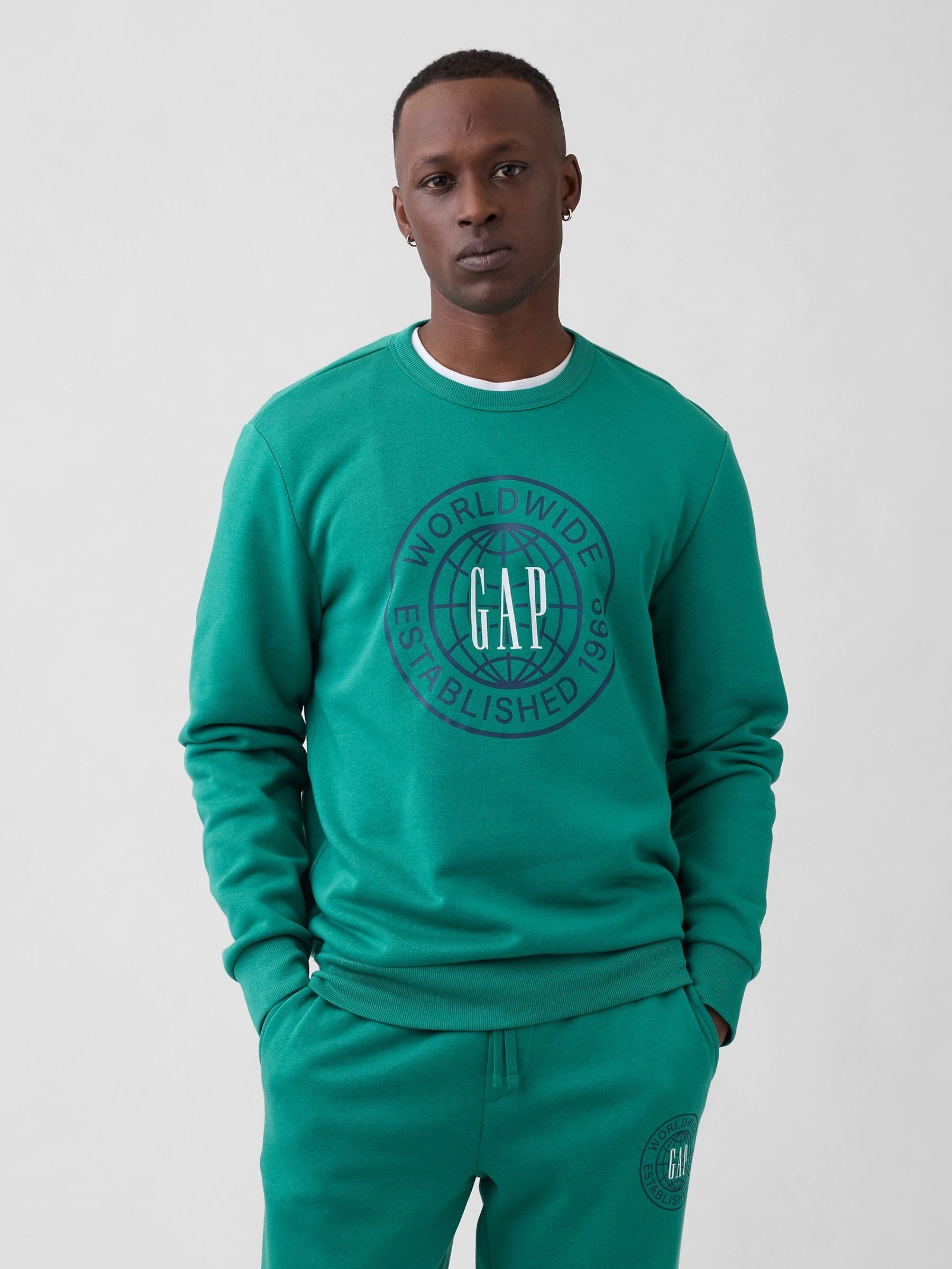 Green Relaxed Graphic Sweatshirt - Image 1 of 4
