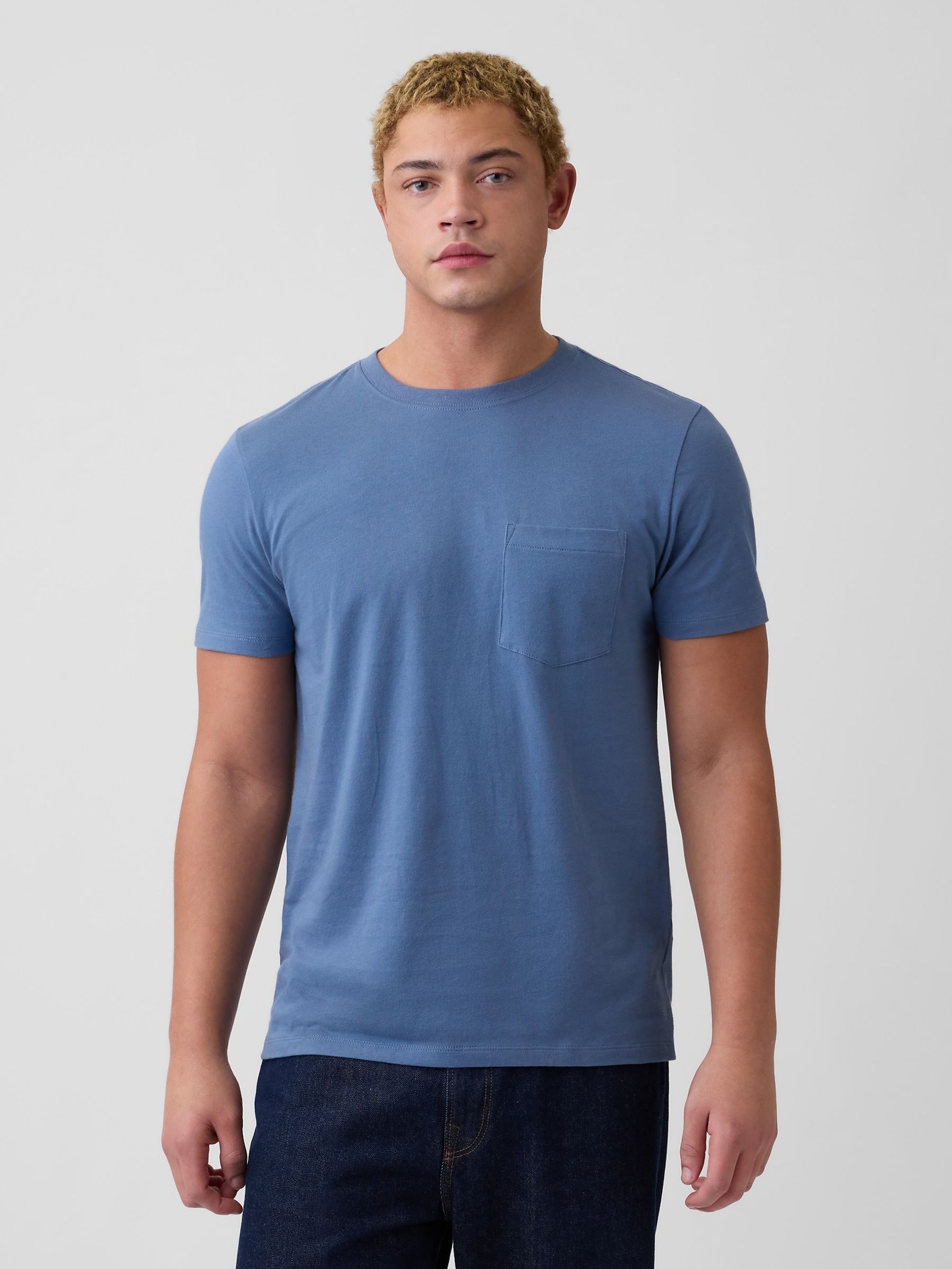 Gap Blue Everyday Soft Pocke T-shirt - Image 1 of 5 Gap Blue Everyday Soft Pocke T-shirt - Image 1 of 5