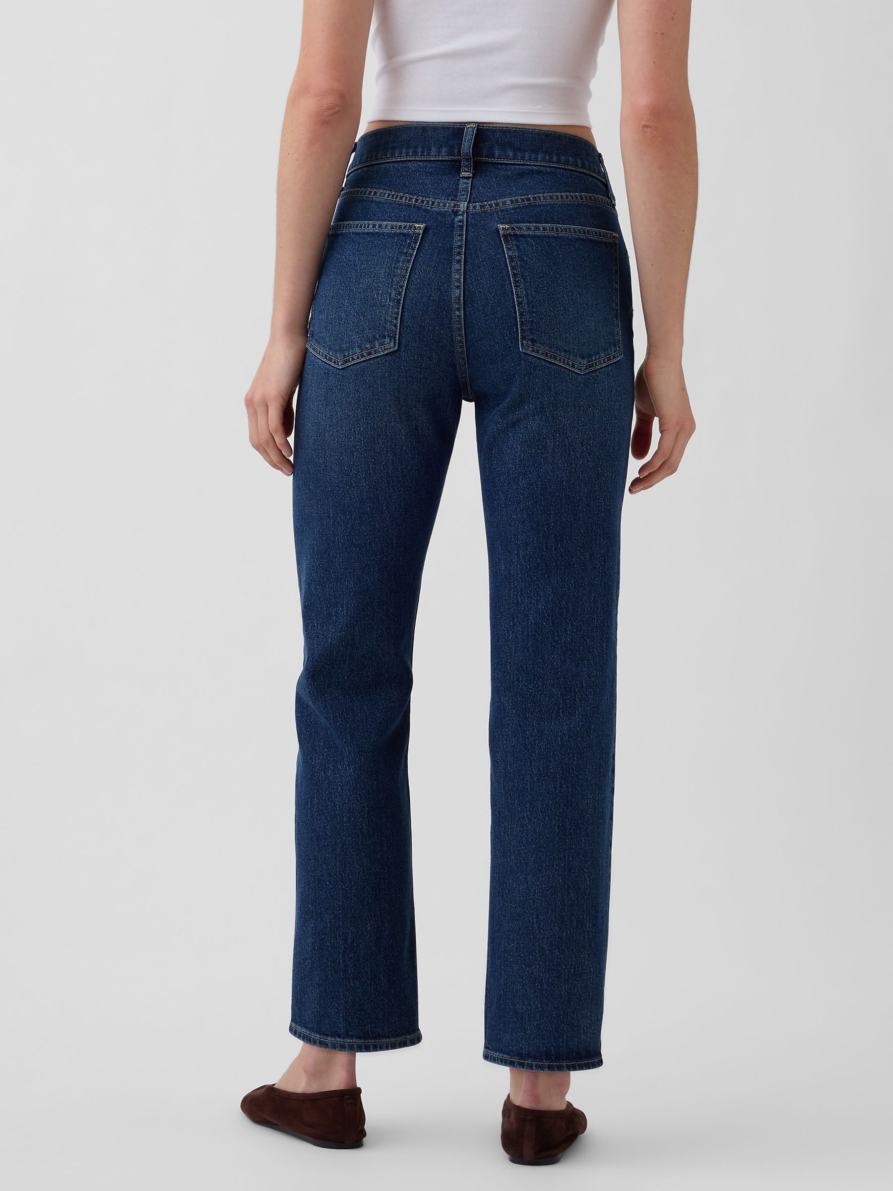 Blue High Waisted 90s Slim Straight Crop Jeans - Image 2 of 4
