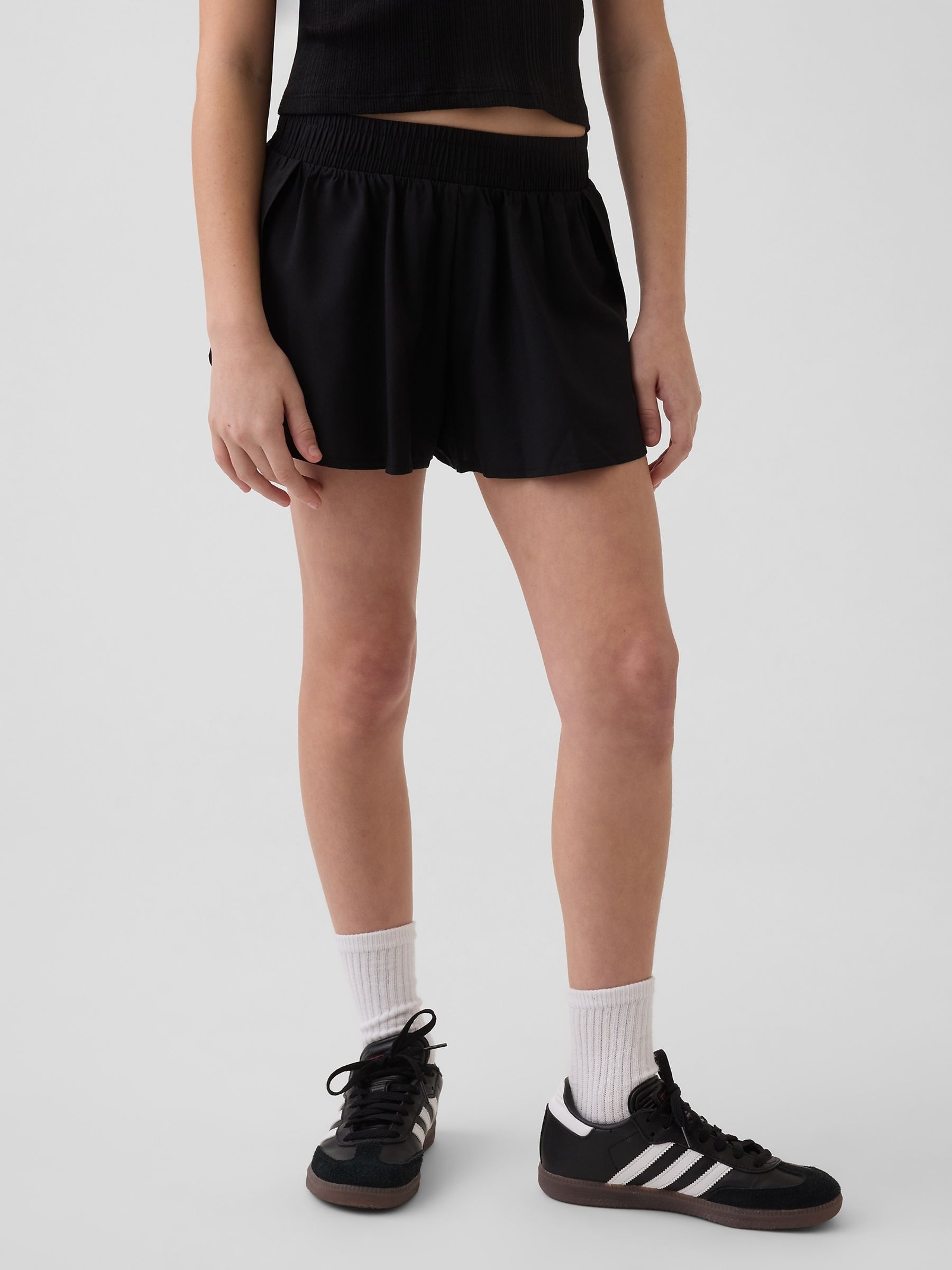 Black Quick-Dry Butterfly-Hem Run Shorts - Image 1 of 5